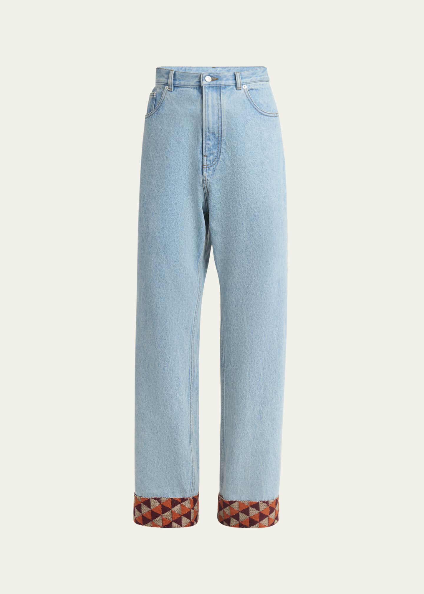 Valentino Garavani Men's Wide-Leg Jeans with Embroidered
