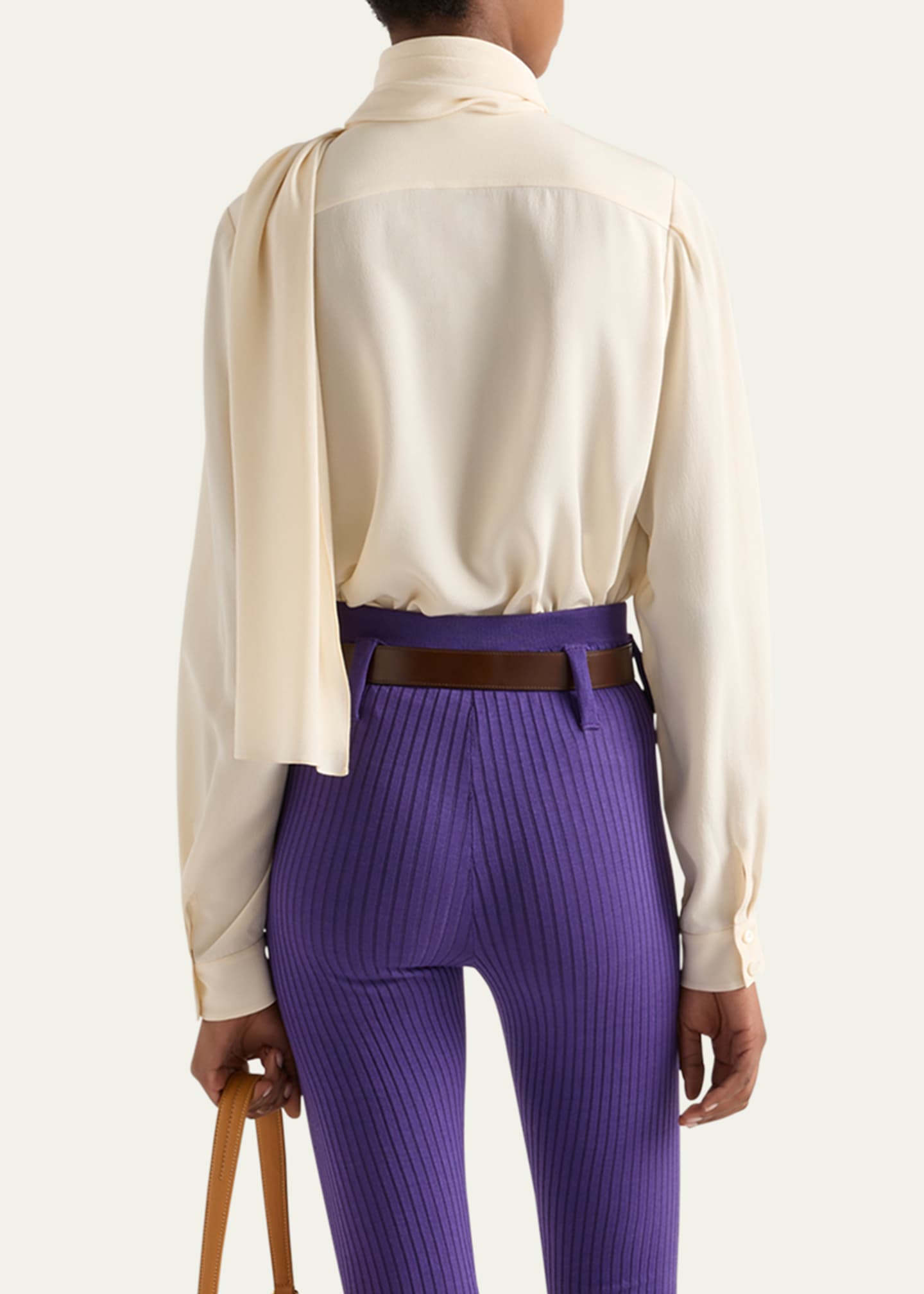 Prada Marocaine Button Down Silk Top with Scarf Image 3 of 4