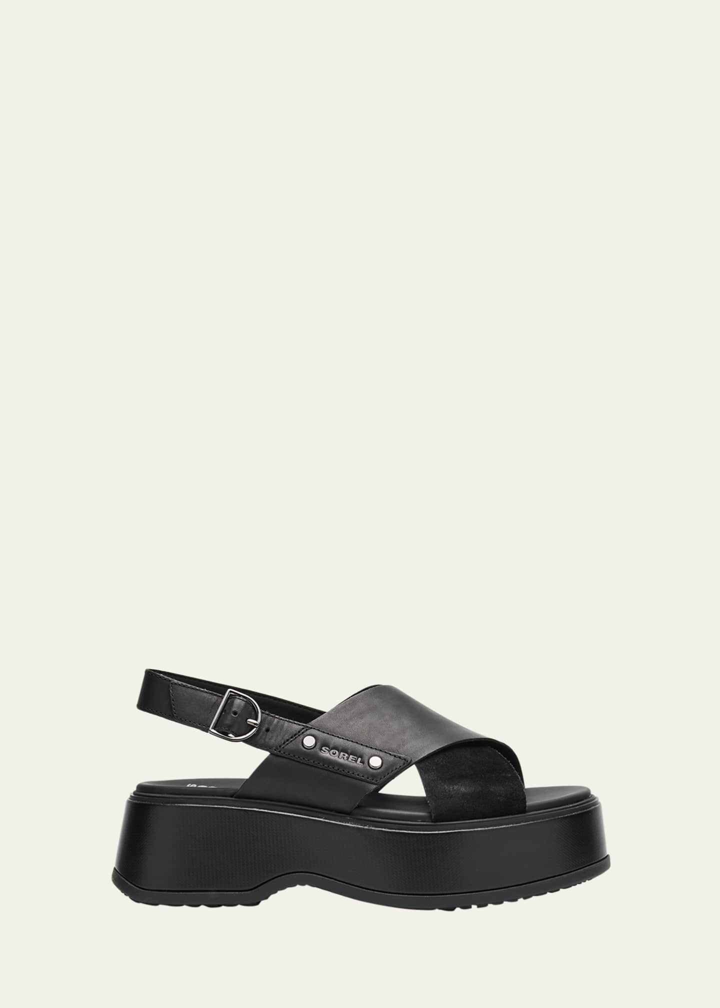Sorel Dayspring Mixed Leather Crossover Comfort Sandals Image 1 of 6