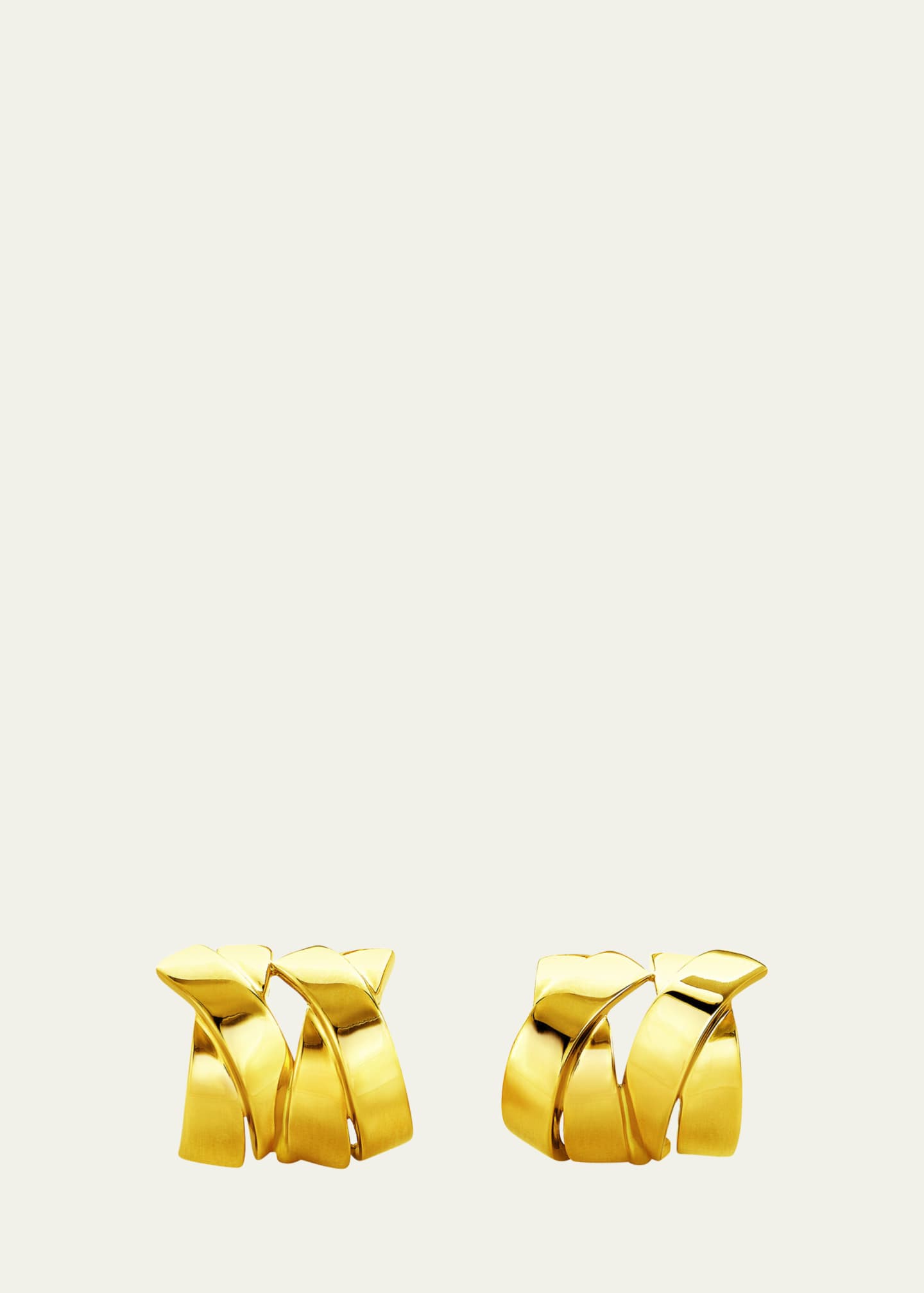 Verdura 18K Yellow Gold Double X Clip On Earrings