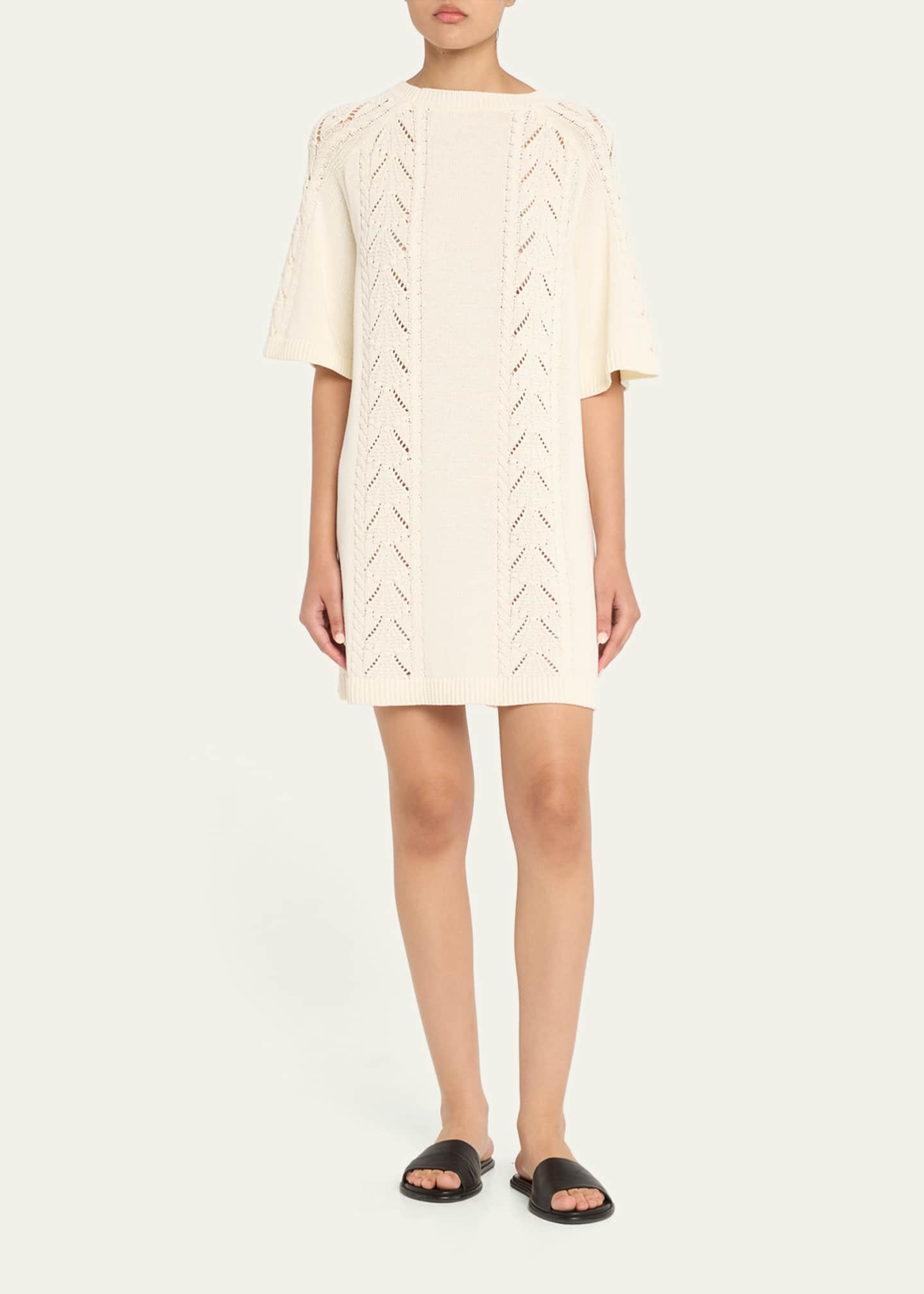 Loulou Studio Arman Cable & Pointelle-Knit Mini Sweater Dress Image 2 of 4