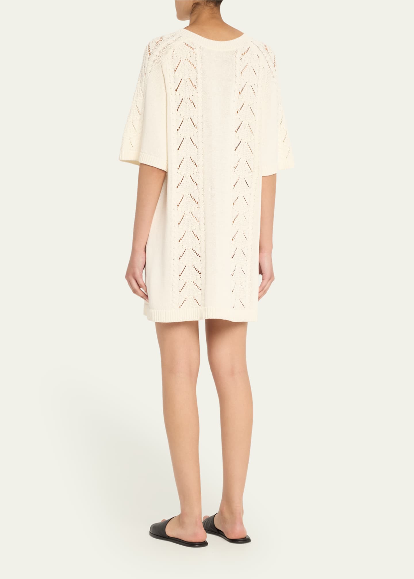 Loulou Studio Arman Cable & Pointelle-Knit Mini Sweater Dress Image 3 of 4