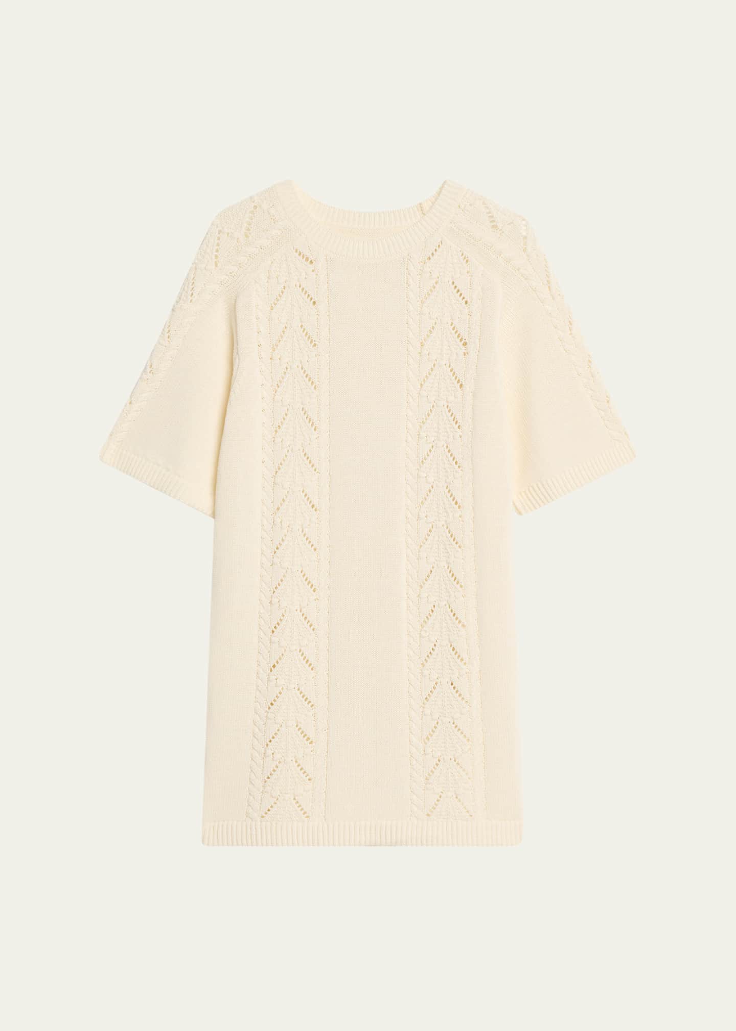 Loulou Studio Arman Cable & Pointelle-Knit Mini Sweater Dress Image 1 of 4