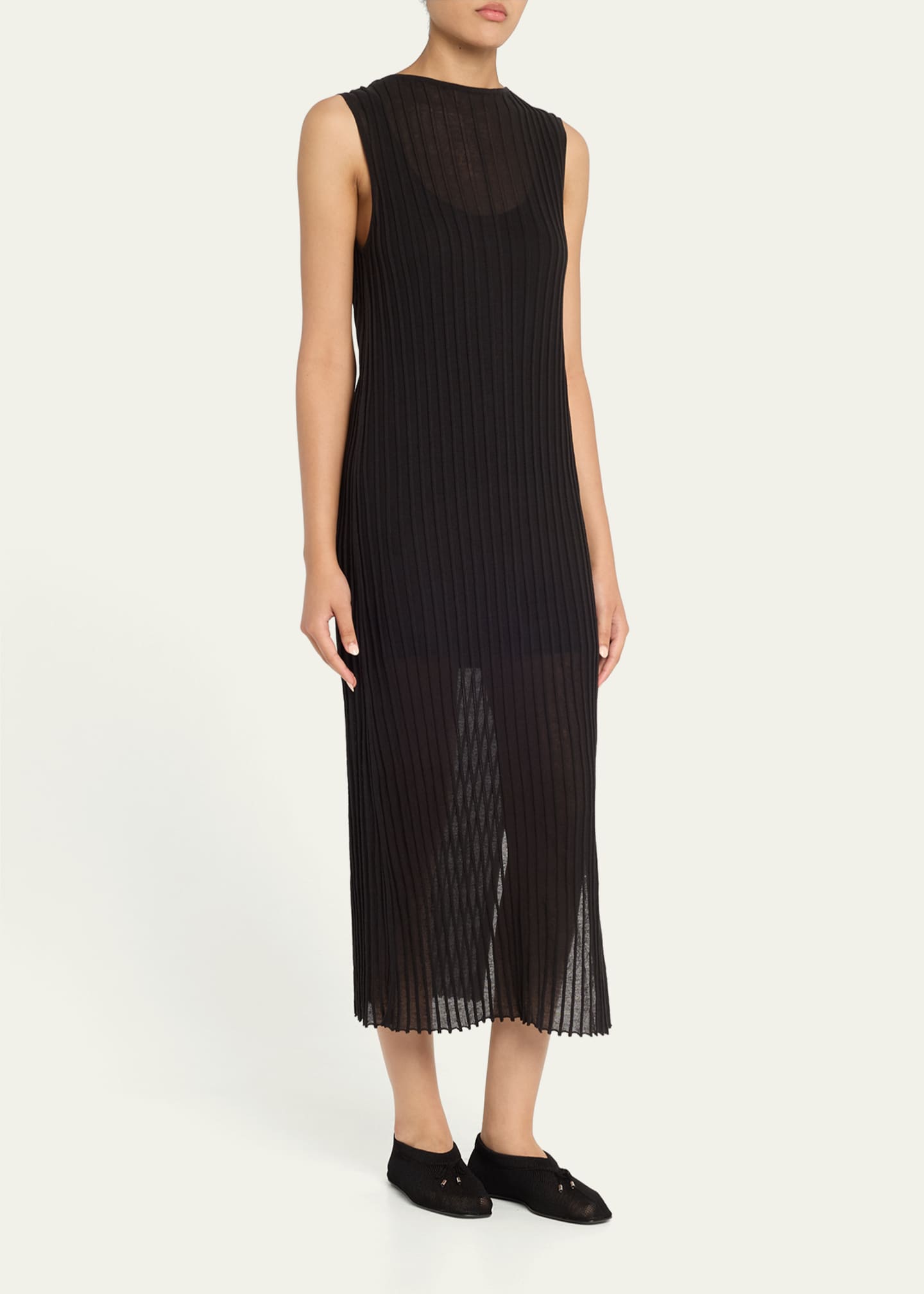 【関税込み】Loulou de Saison ブラック Siple ミディアムドレス Loulou De Saison Ada Sleeveless Rib Knit Maxi Dress