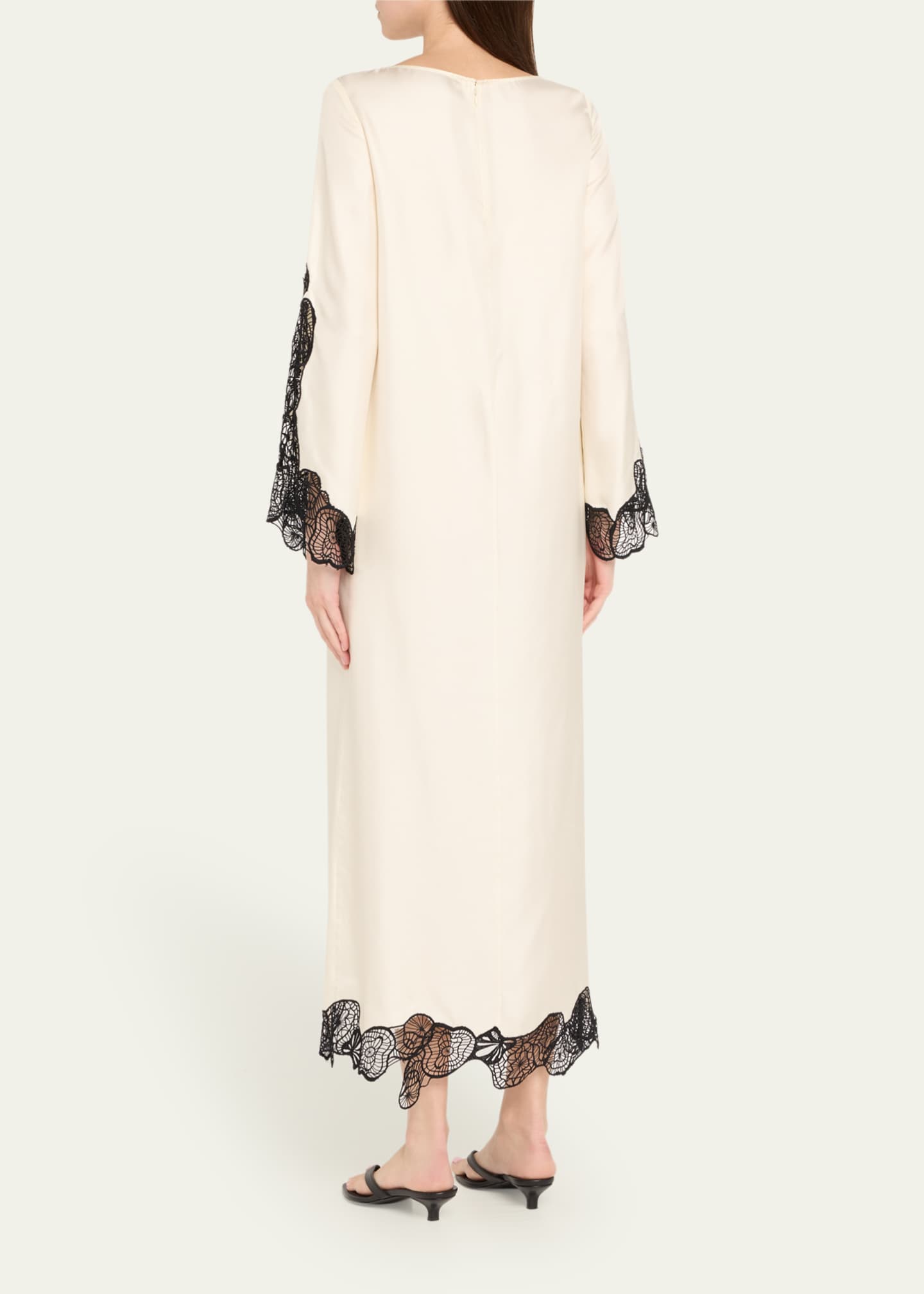 Loulou Studio Soto Lace Trim Silk-Blend Dress Image 3 of 5