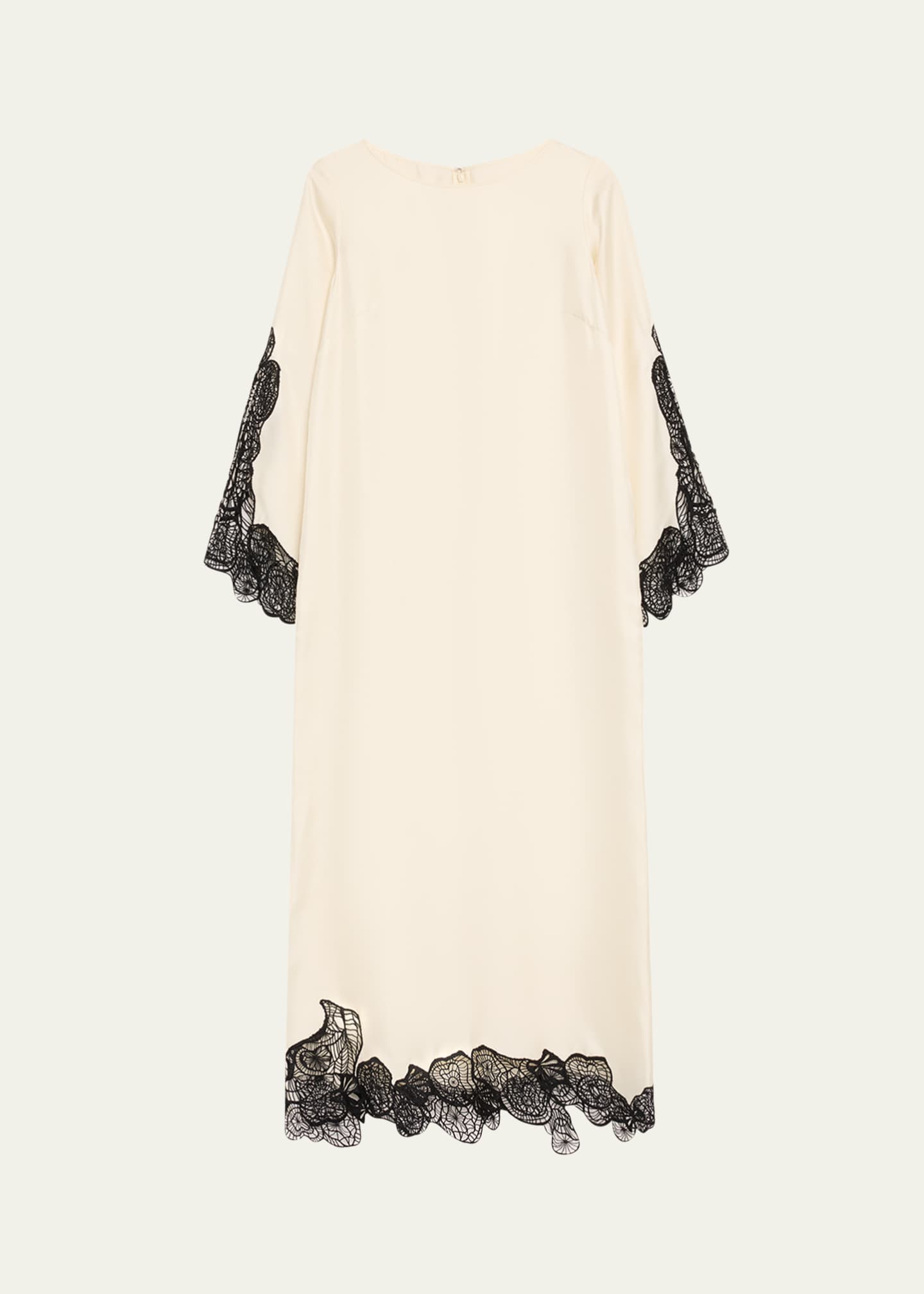 Loulou Studio Soto Lace Trim Silk-Blend Dress Image 1 of 5