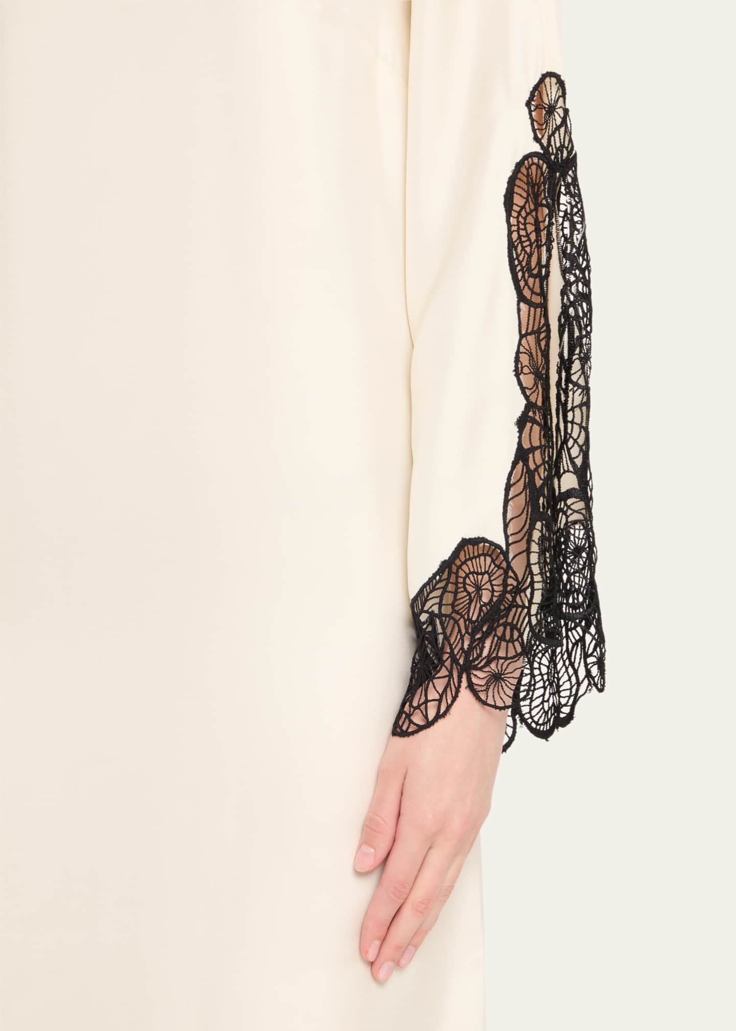 Loulou Studio Soto Lace Trim Silk-Blend Dress Image 5 of 5