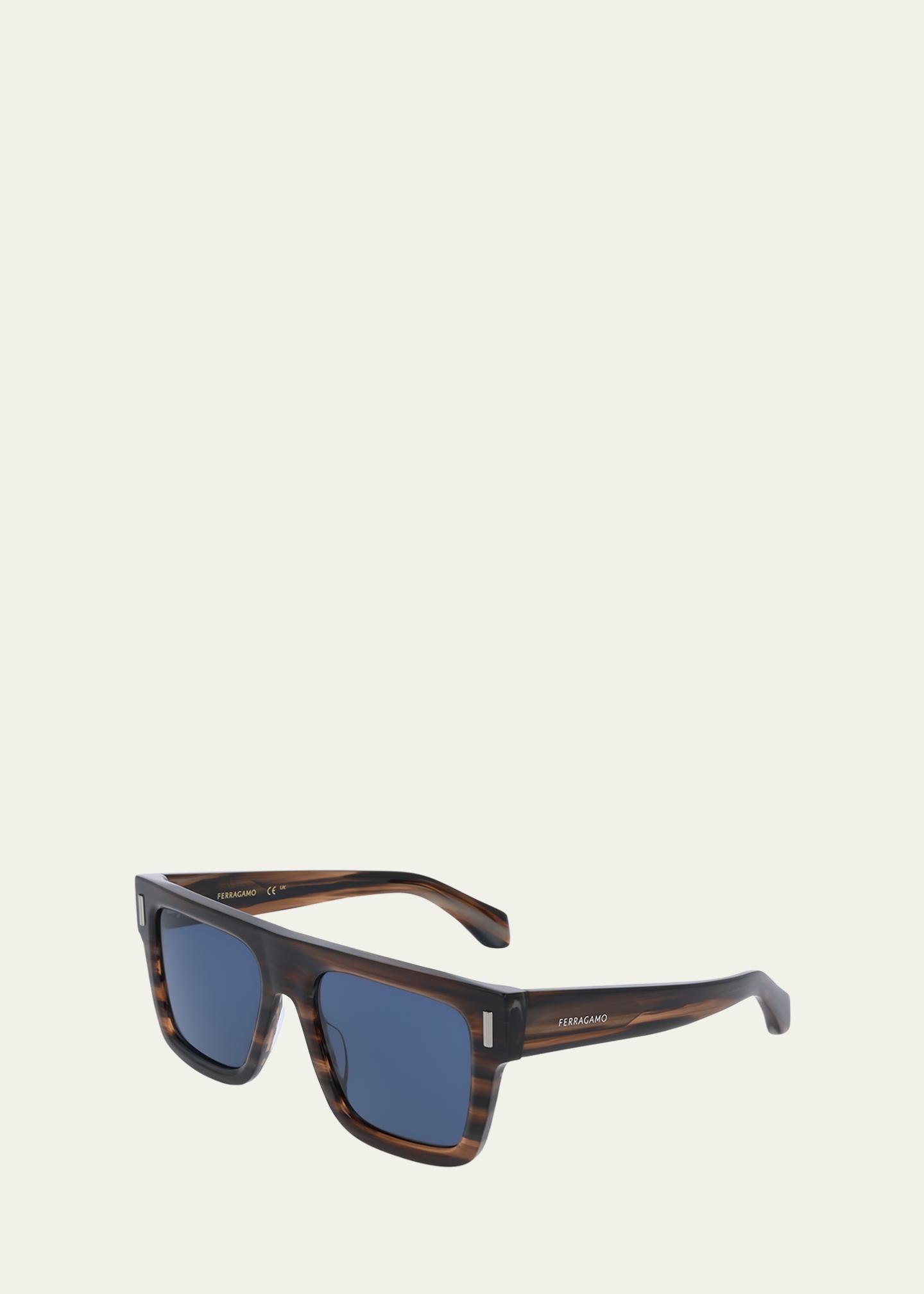 FERRAGAMO Men's Rivets Acetate Square Sunglasses - Bergdorf Goodman