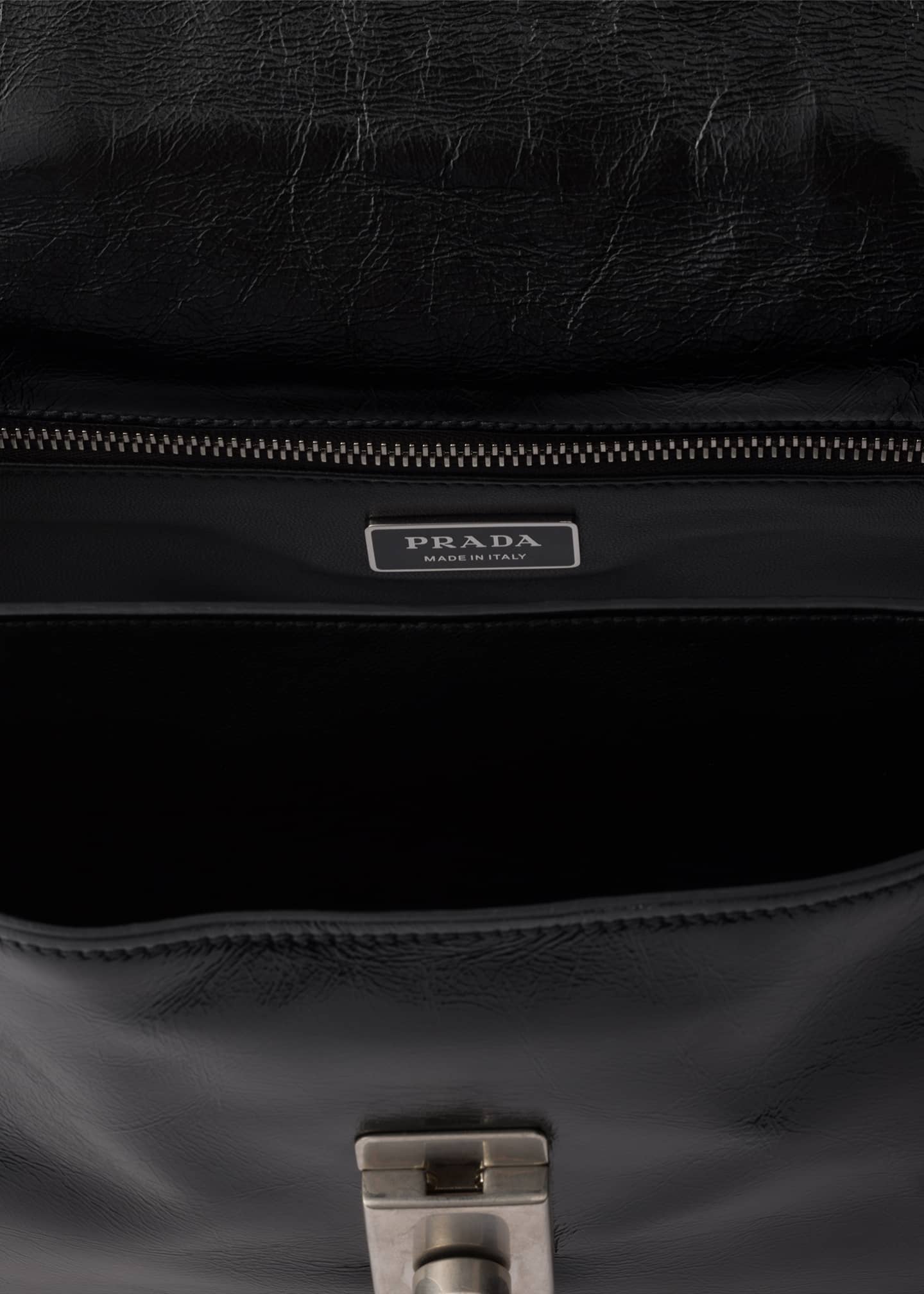 Prada Medium Buckle Flap Leather Shoulder Bag Image 3 of 3