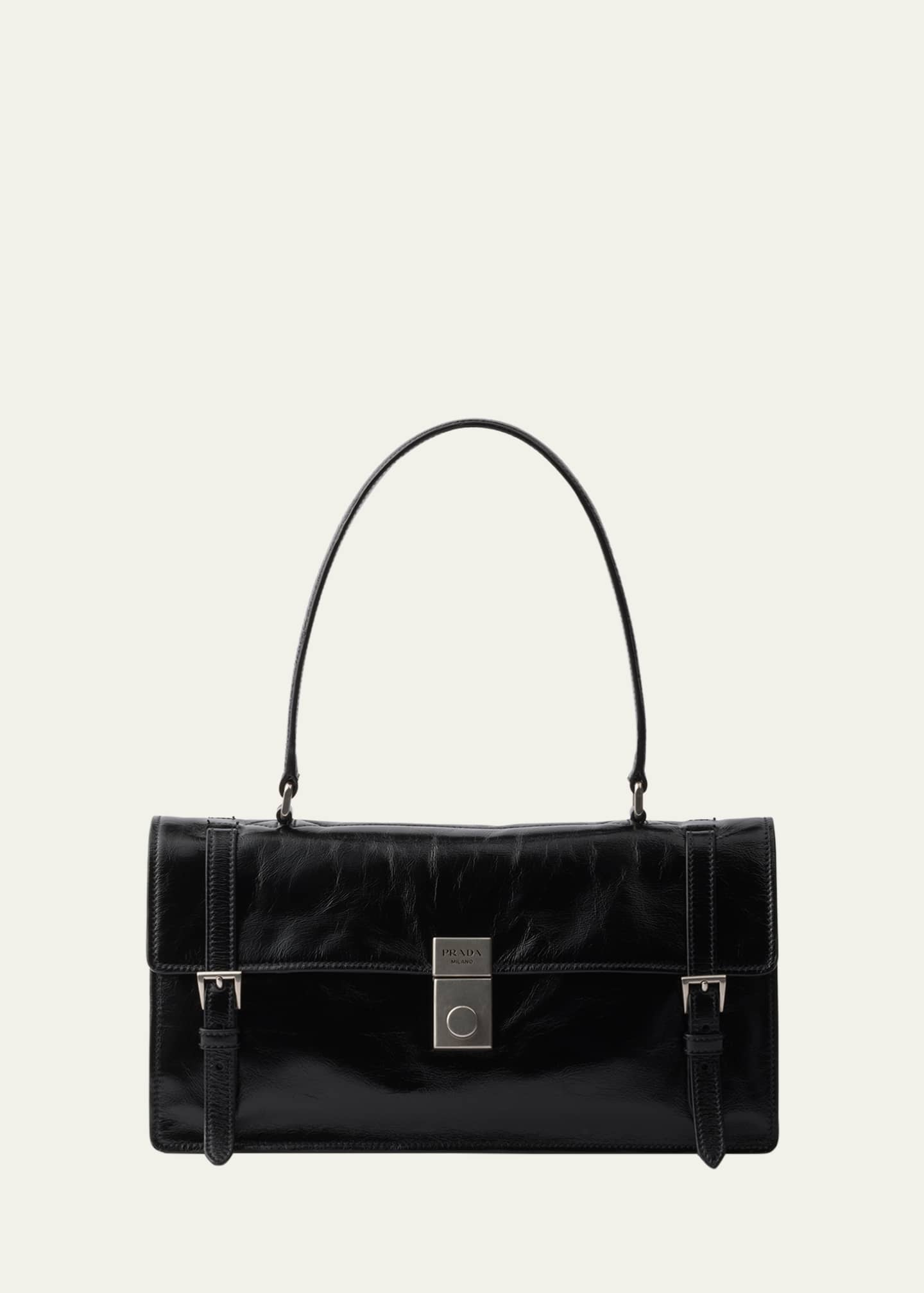 Prada Medium Buckle Flap Leather Shoulder Bag Image 1 of 3