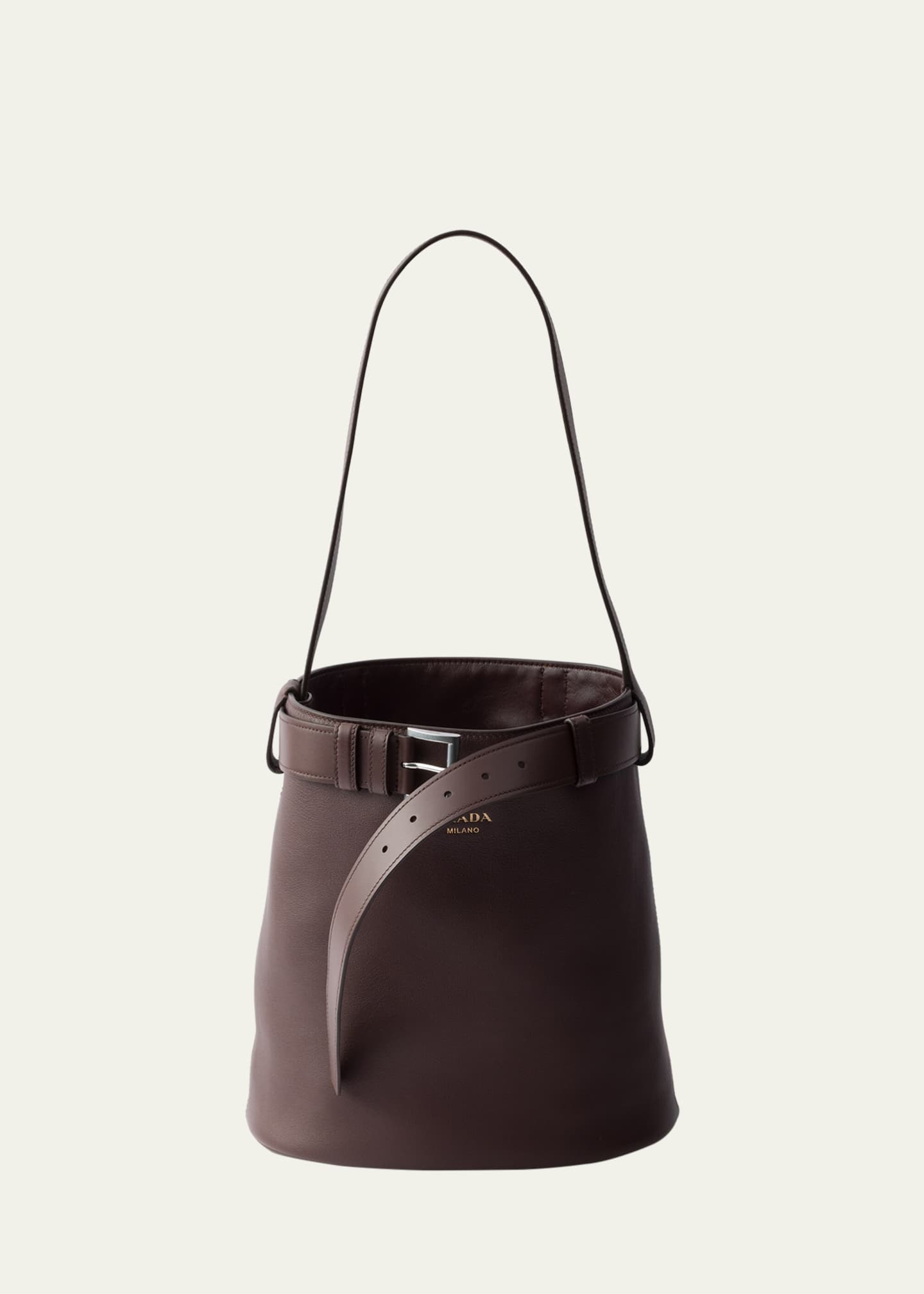 Prada Buckle Leather Bucket Bag Image 1 of 3