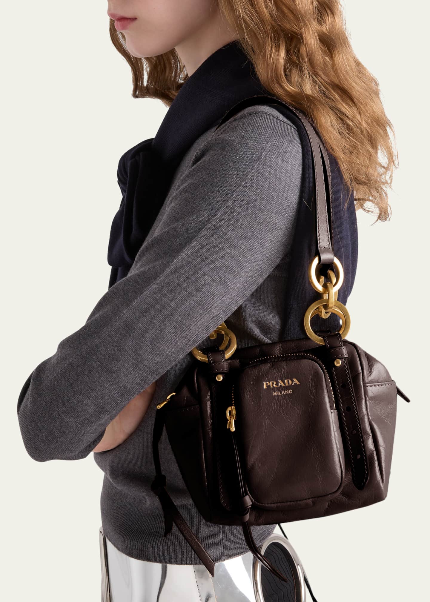 Prada Dangle Mini Leather Shoulder Bag Image 2 of 4