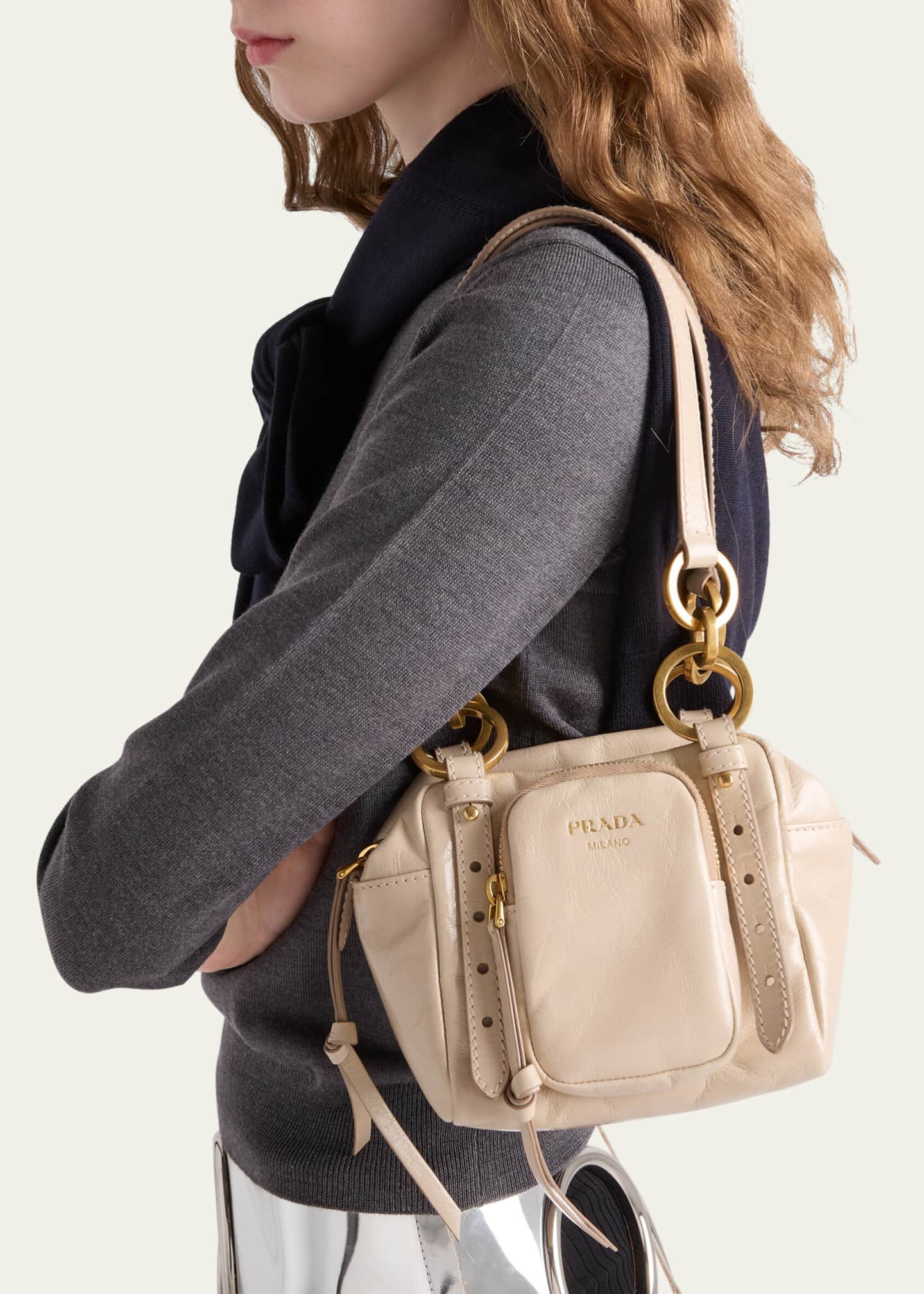 Prada Dangle Mini Leather Shoulder Bag Image 2 of 4