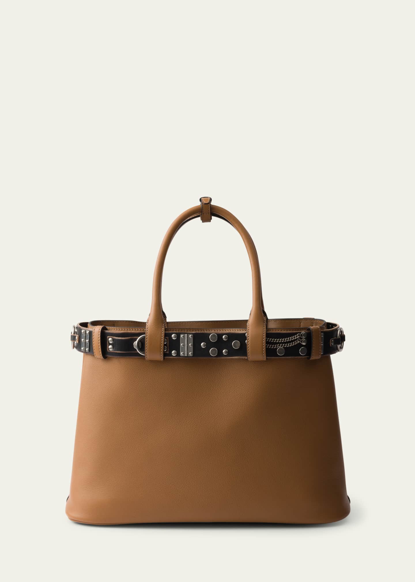 Prada Studded Buckle Leather Top-Handle Bag Image 3 of 5