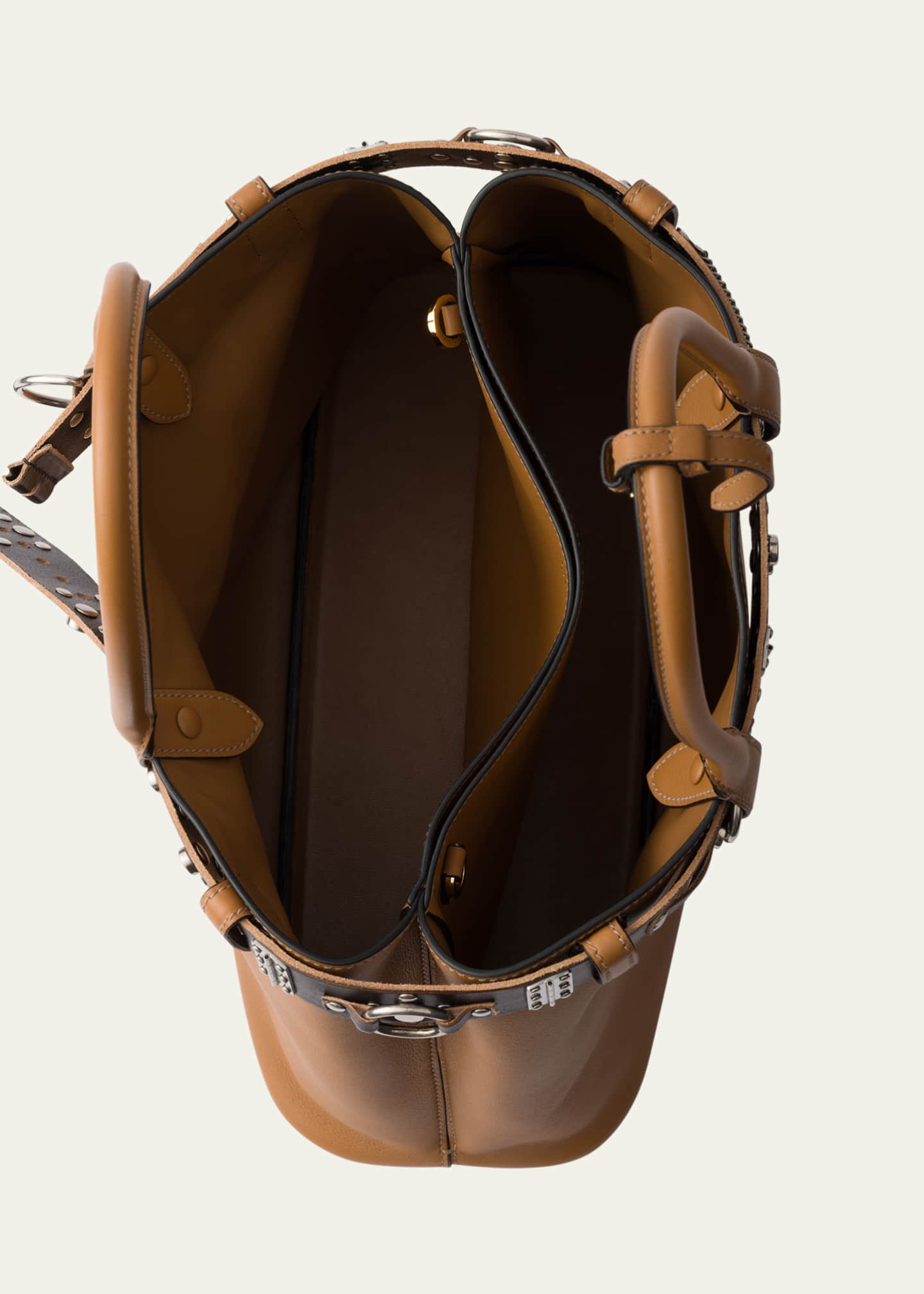 Prada Studded Buckle Leather Top-Handle Bag Image 4 of 5