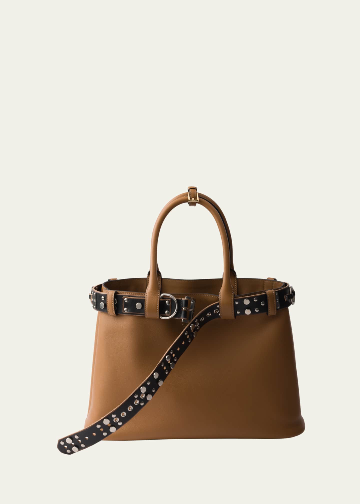 Prada Studded Buckle Leather Top-Handle Bag Image 1 of 5