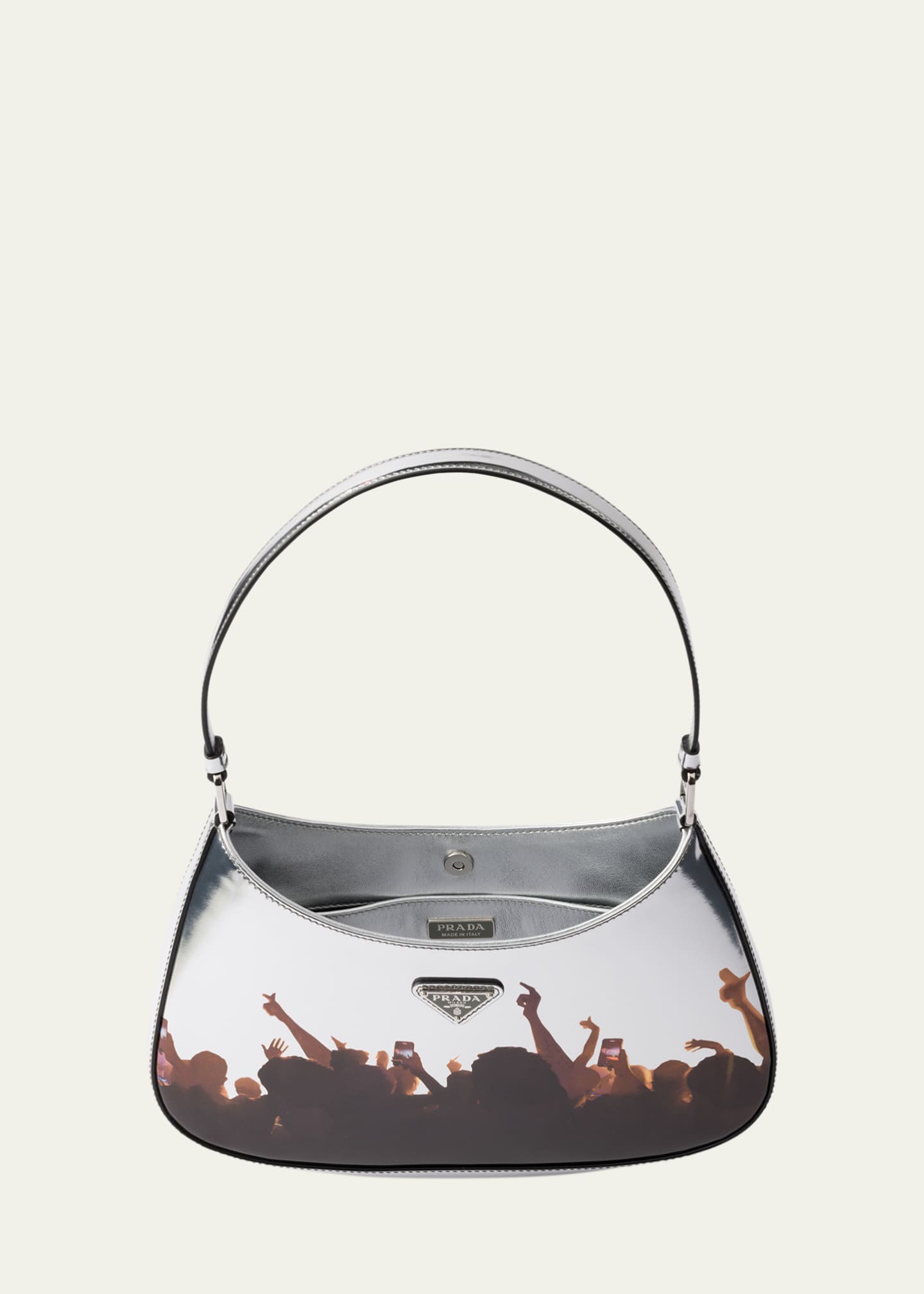 Prada Cleo Concert-Print Metallic Leather Shoulder Bag Image 4 of 5