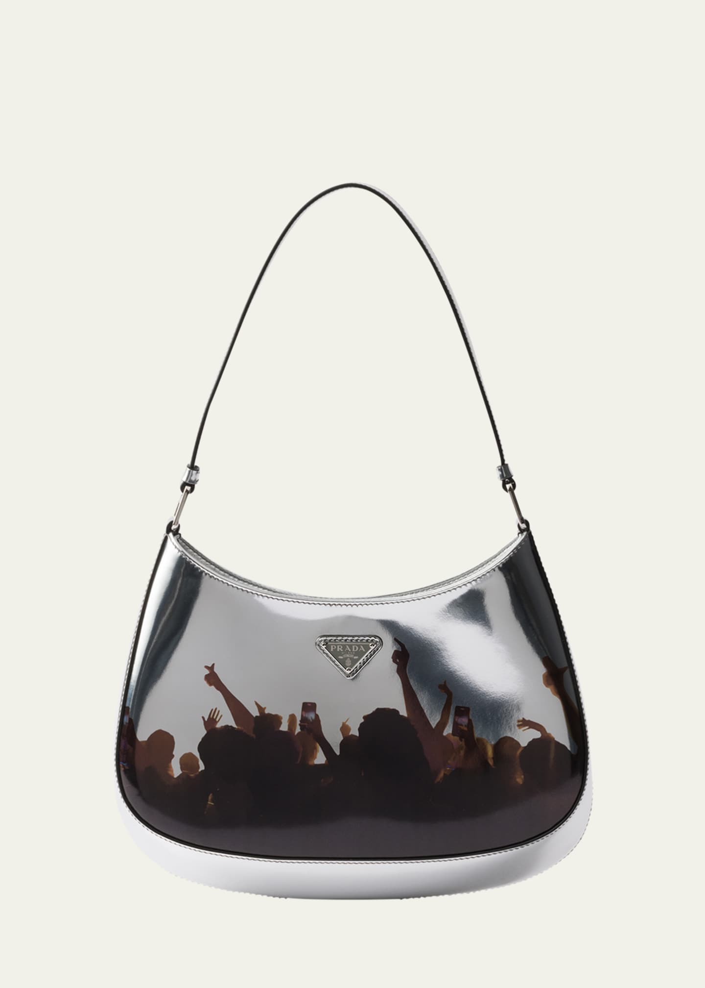 Prada Cleo Concert-Print Metallic Leather Shoulder Bag Image 1 of 5