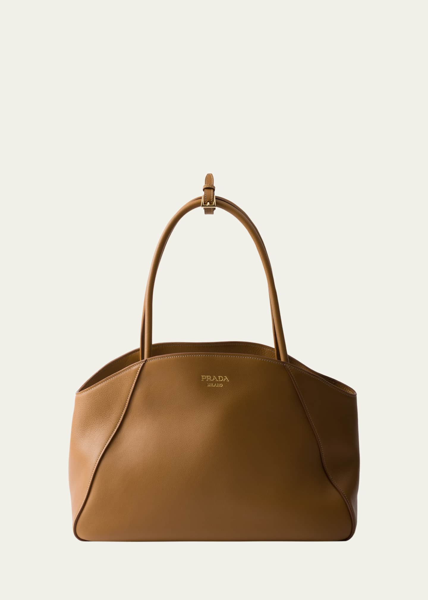 Prada Large Soft Grain Leather Shoulder Bag Image 1 of 3