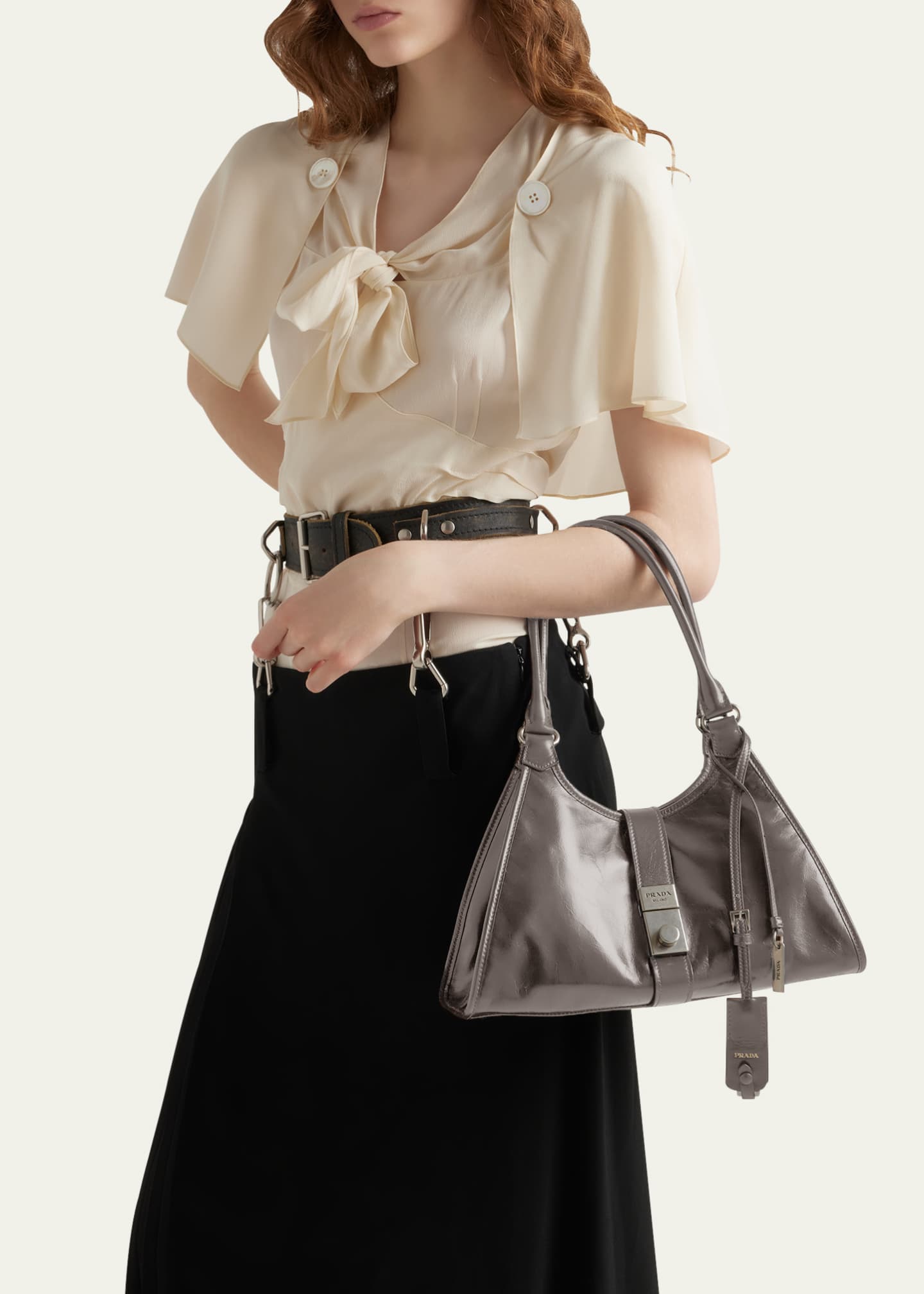 Prada Soft Leather Shoulder Bag Image 2 of 4