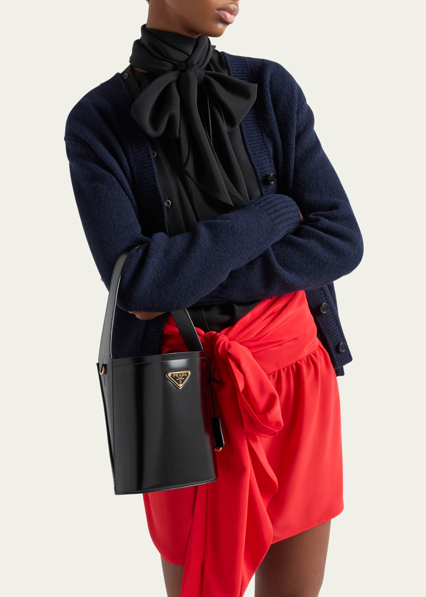 Prada Brushed Leather Bucket Bag Image 2 of 4