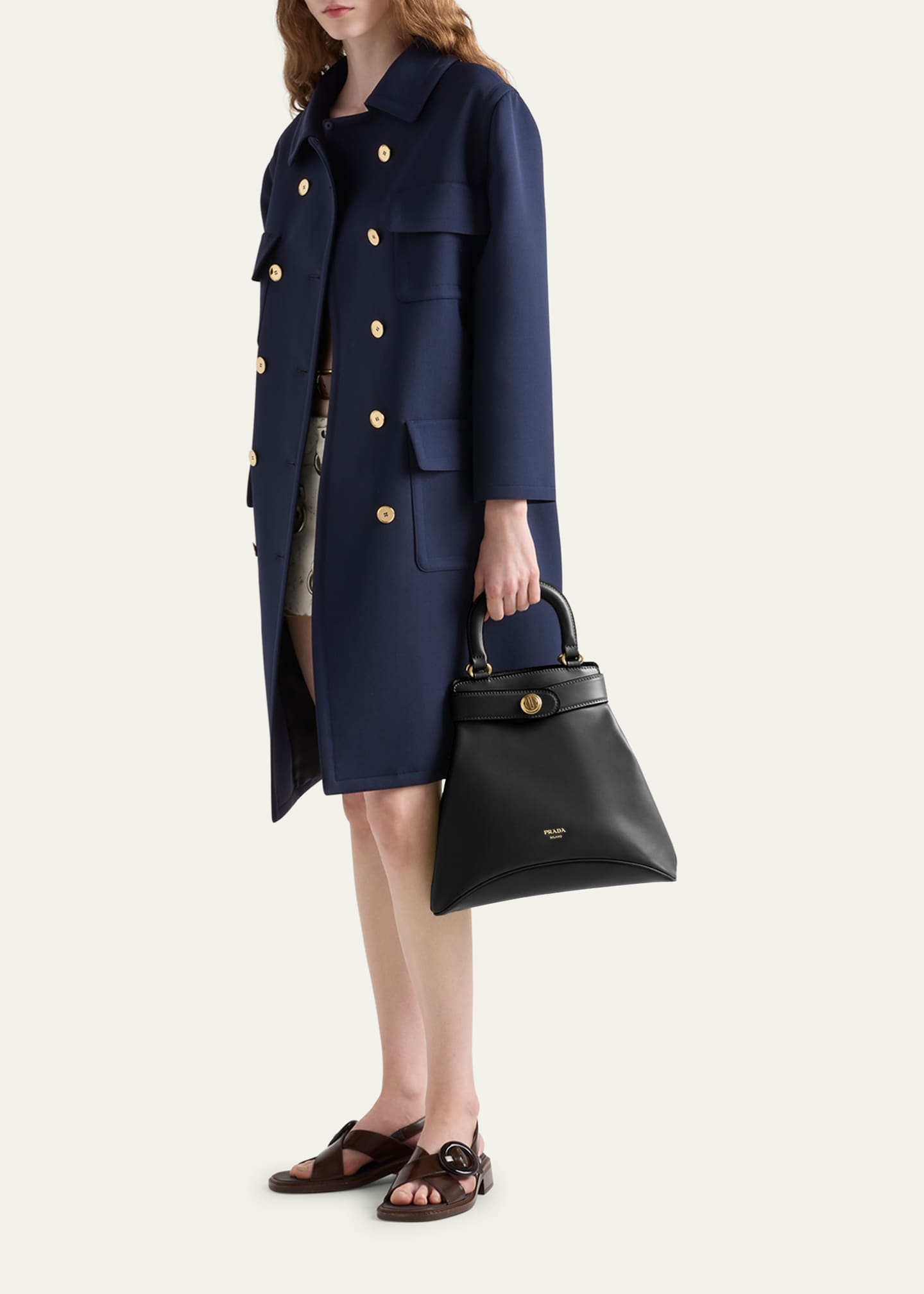 Prada Etude Buckle Leather Top-Handle Bag Image 5 of 5