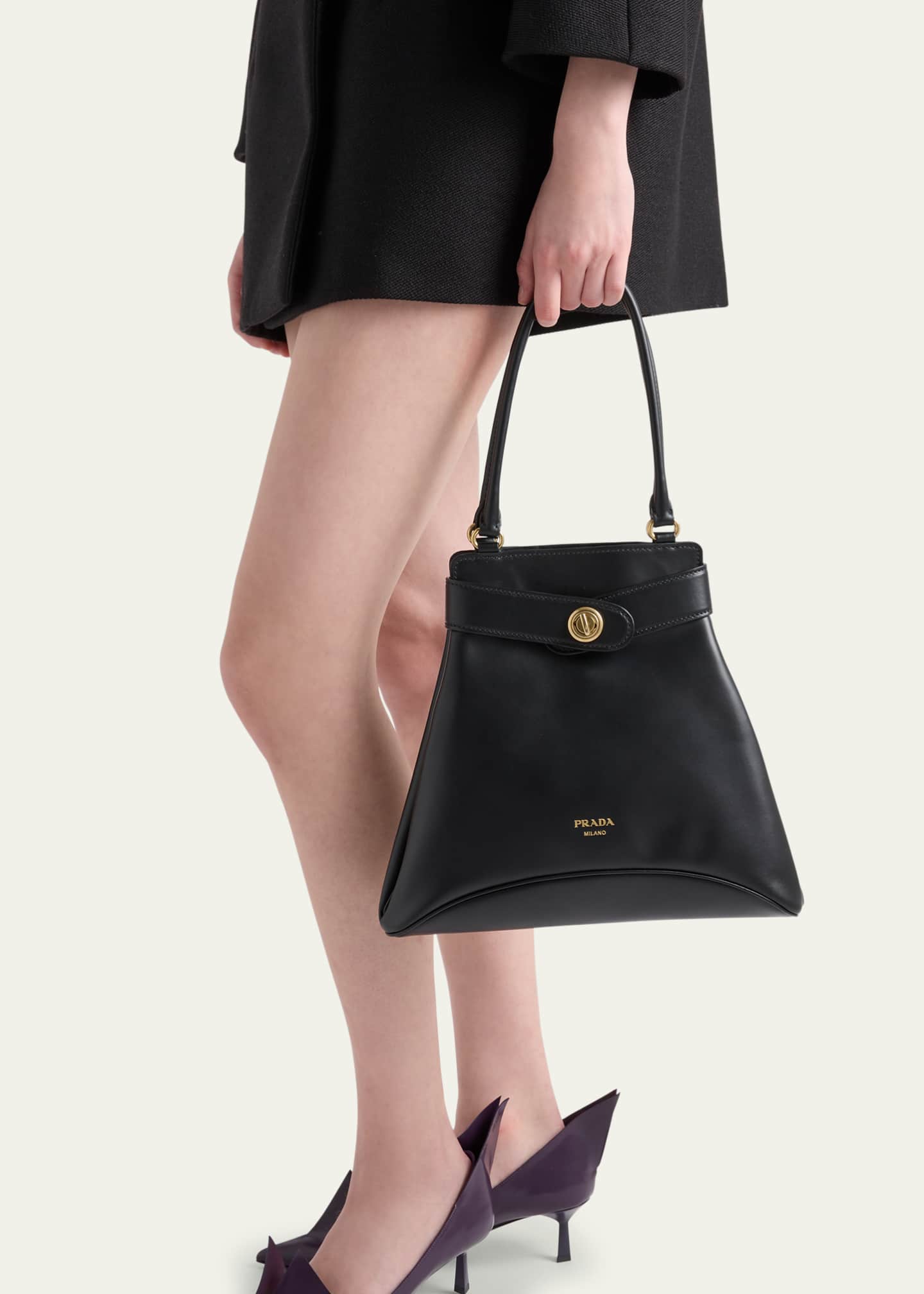 Prada Etude Buckle Leather Shoulder Bag Image 2 of 5