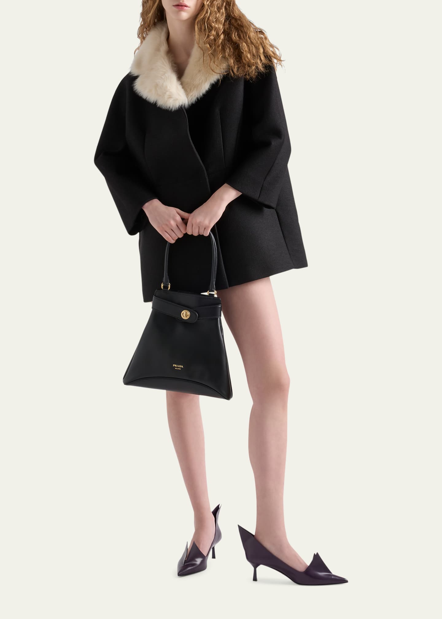 Prada Etude Buckle Leather Shoulder Bag Image 5 of 5