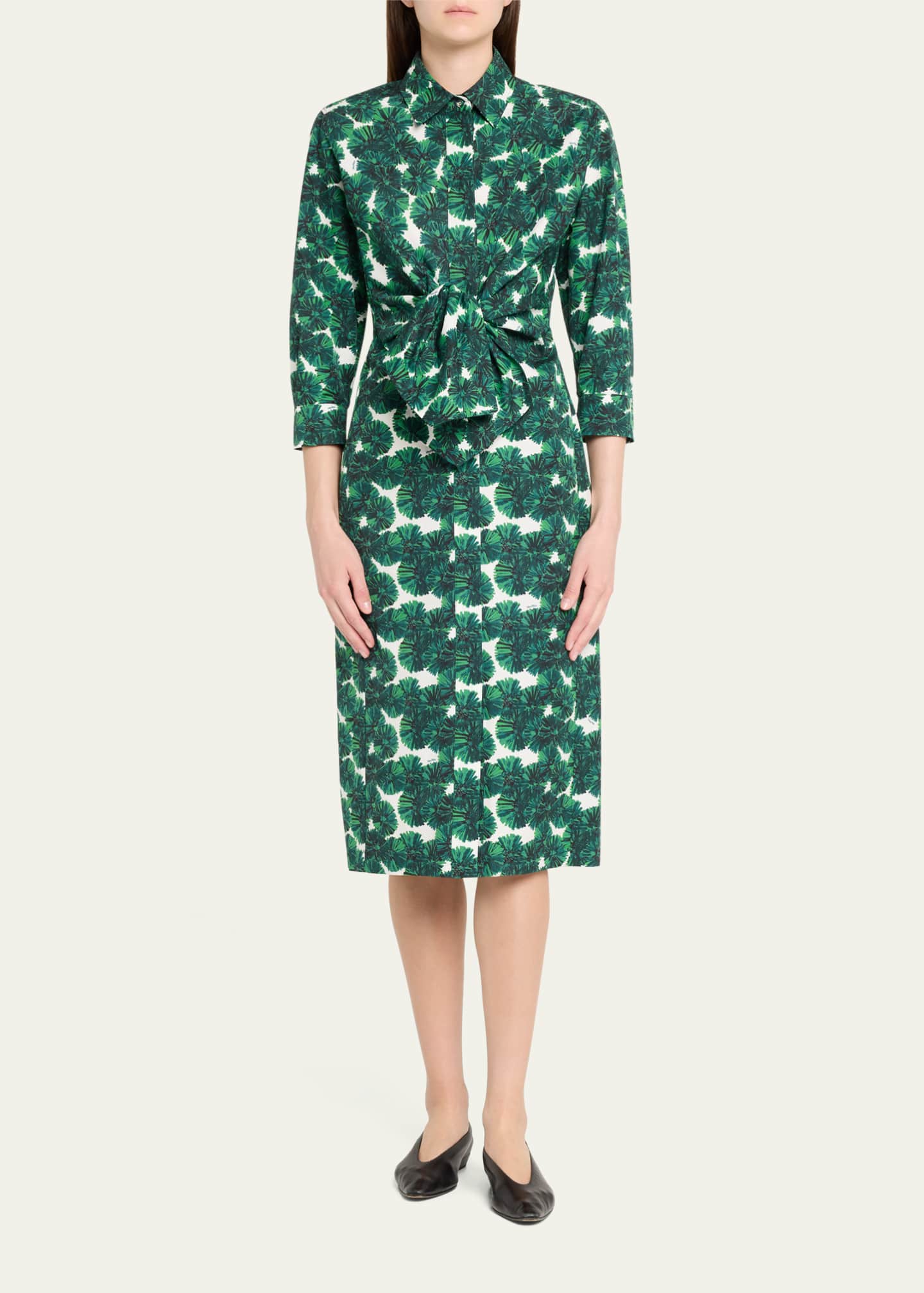 直営♪ Max Mara プリント ポプリンシャツドレス MAREMMA Max Mara Maremma Floral Waist-Tie Midi Shirtdress - Bergdorf