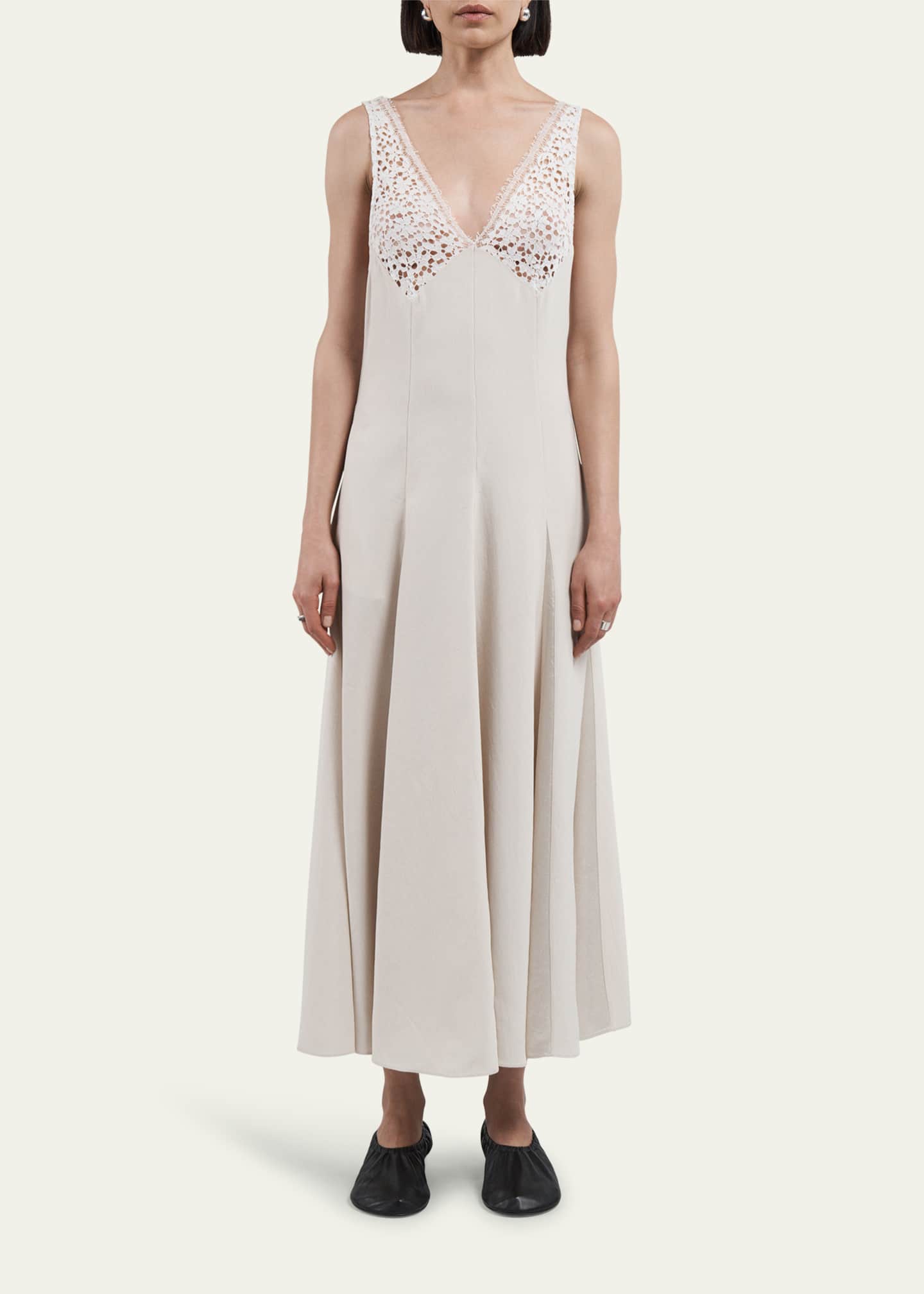MARIA MCMANUS V-Neck Lace Godet Dress Image 2 of 5
