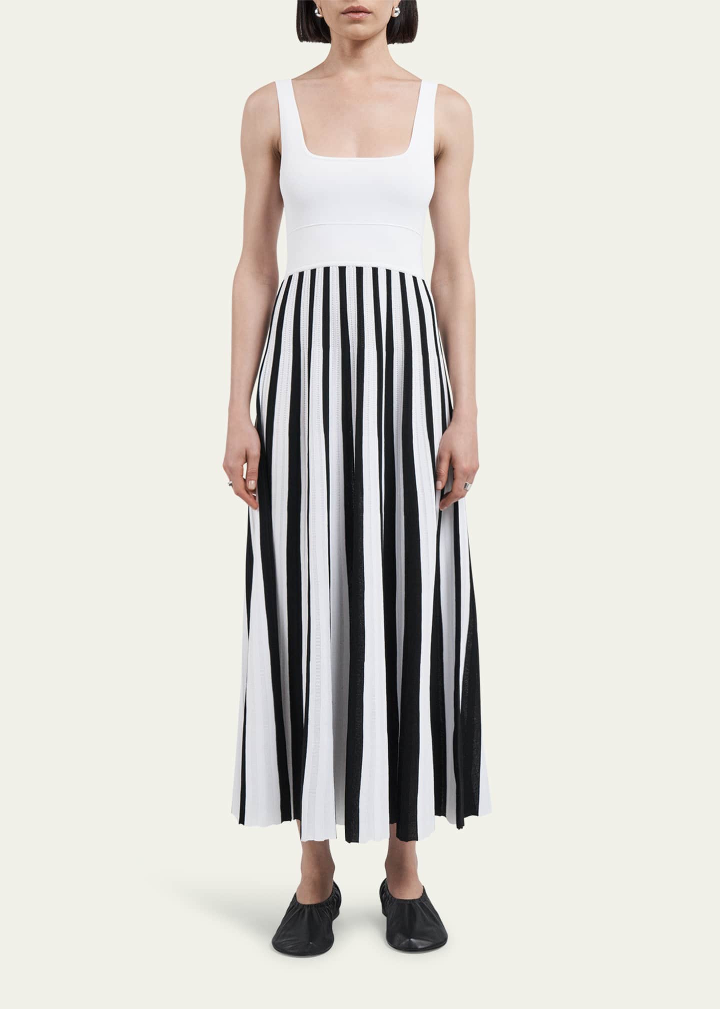 MARIA MCMANUS Stripe Square Neck Mesh Dress Image 2 of 5