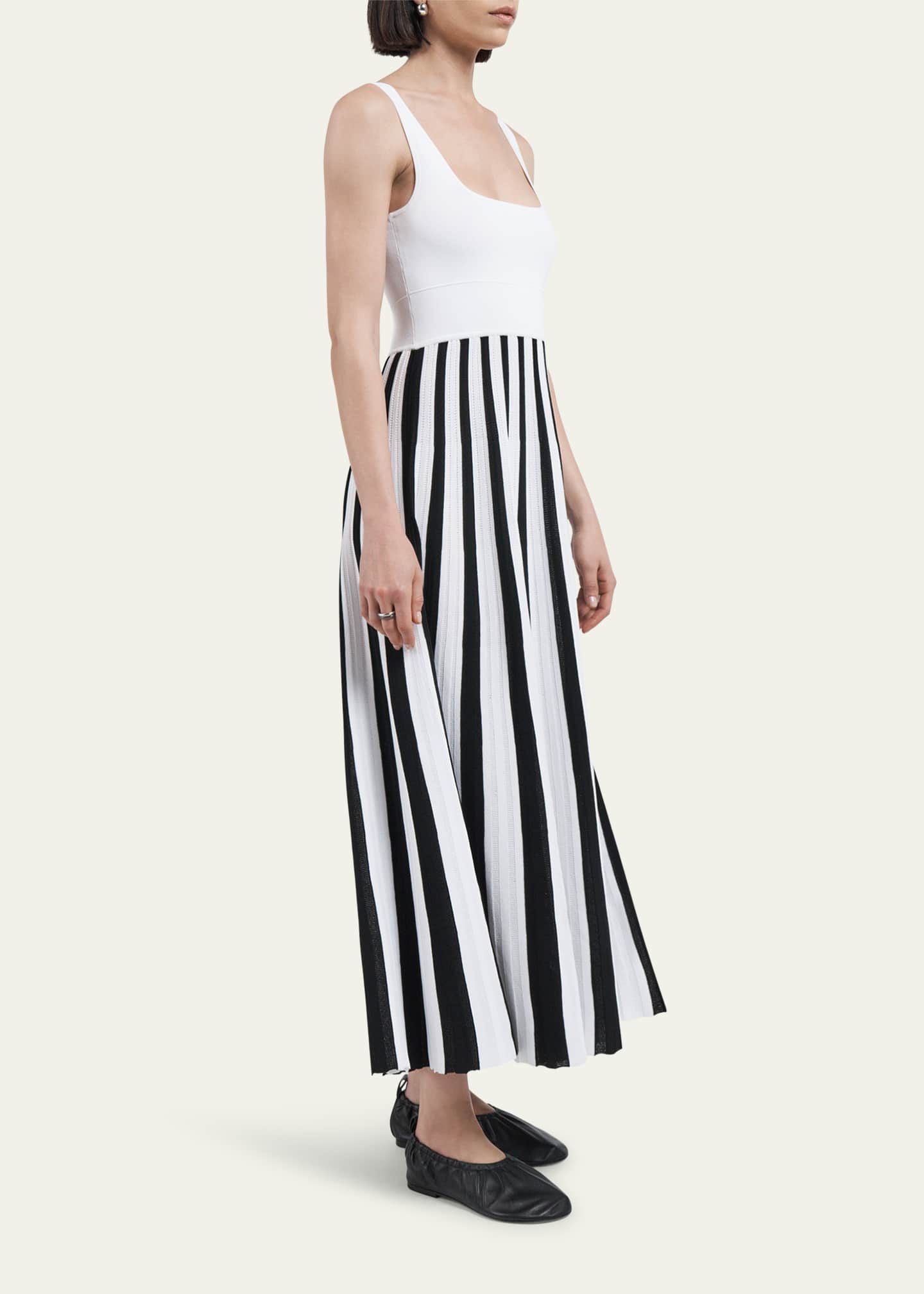 MARIA MCMANUS Stripe Square Neck Mesh Dress Image 4 of 5