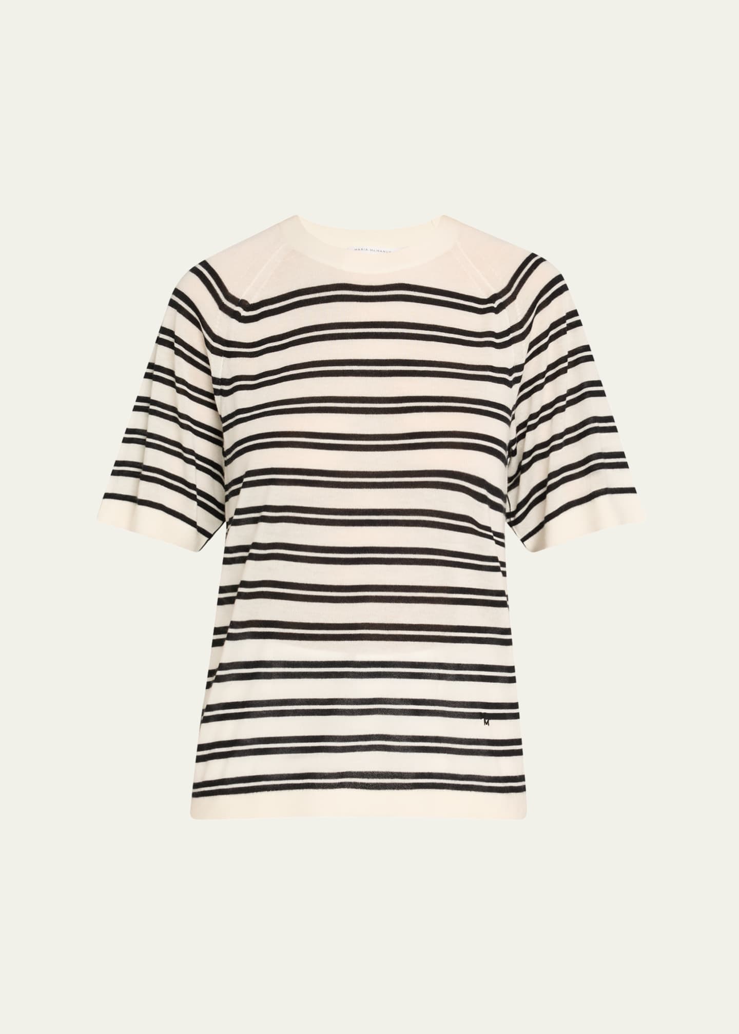 MARIA MCMANUS Oversized Stripe Cashmere T-Shirt Image 1 of 5