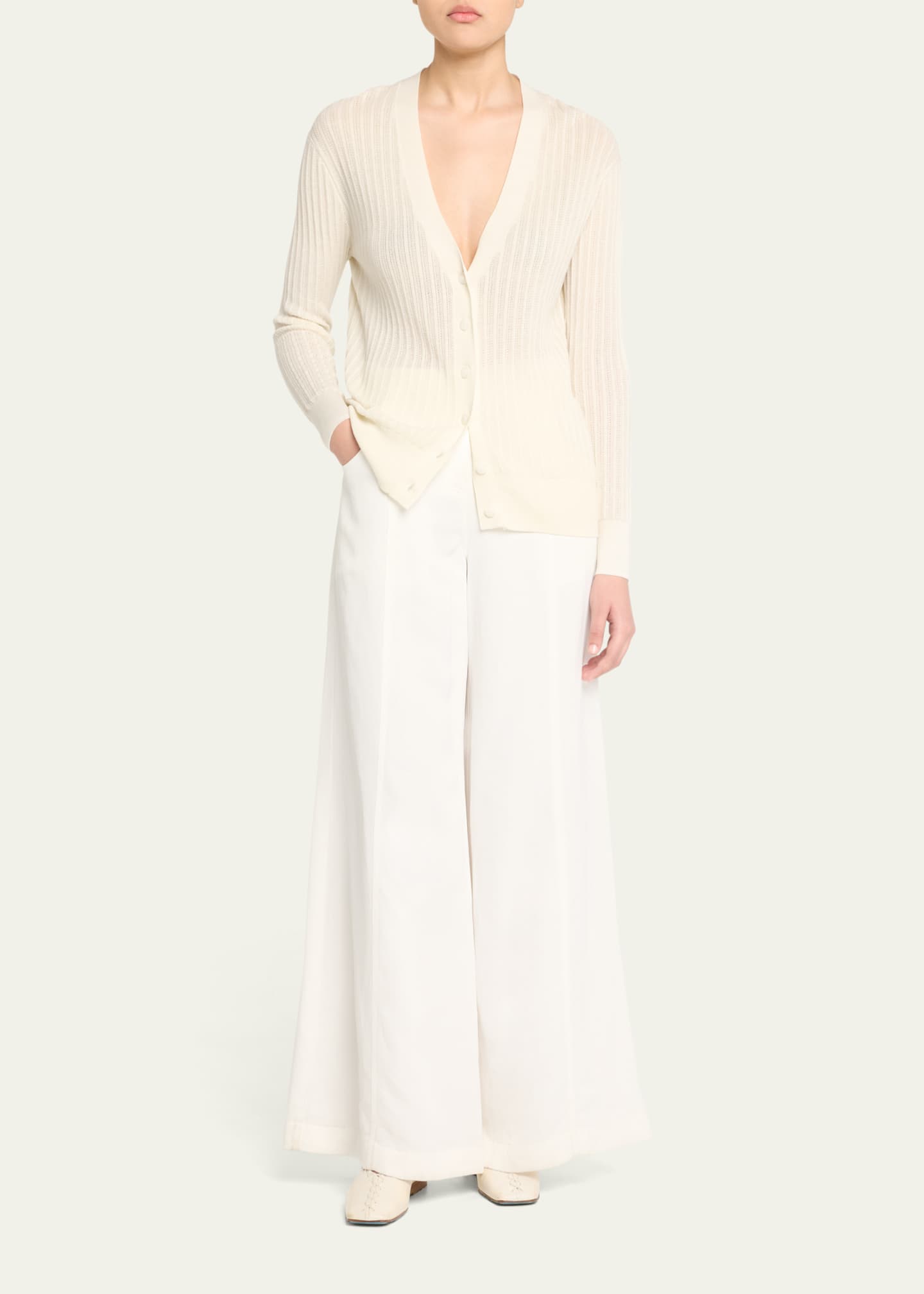 Pointelle-Knit Cardigan
