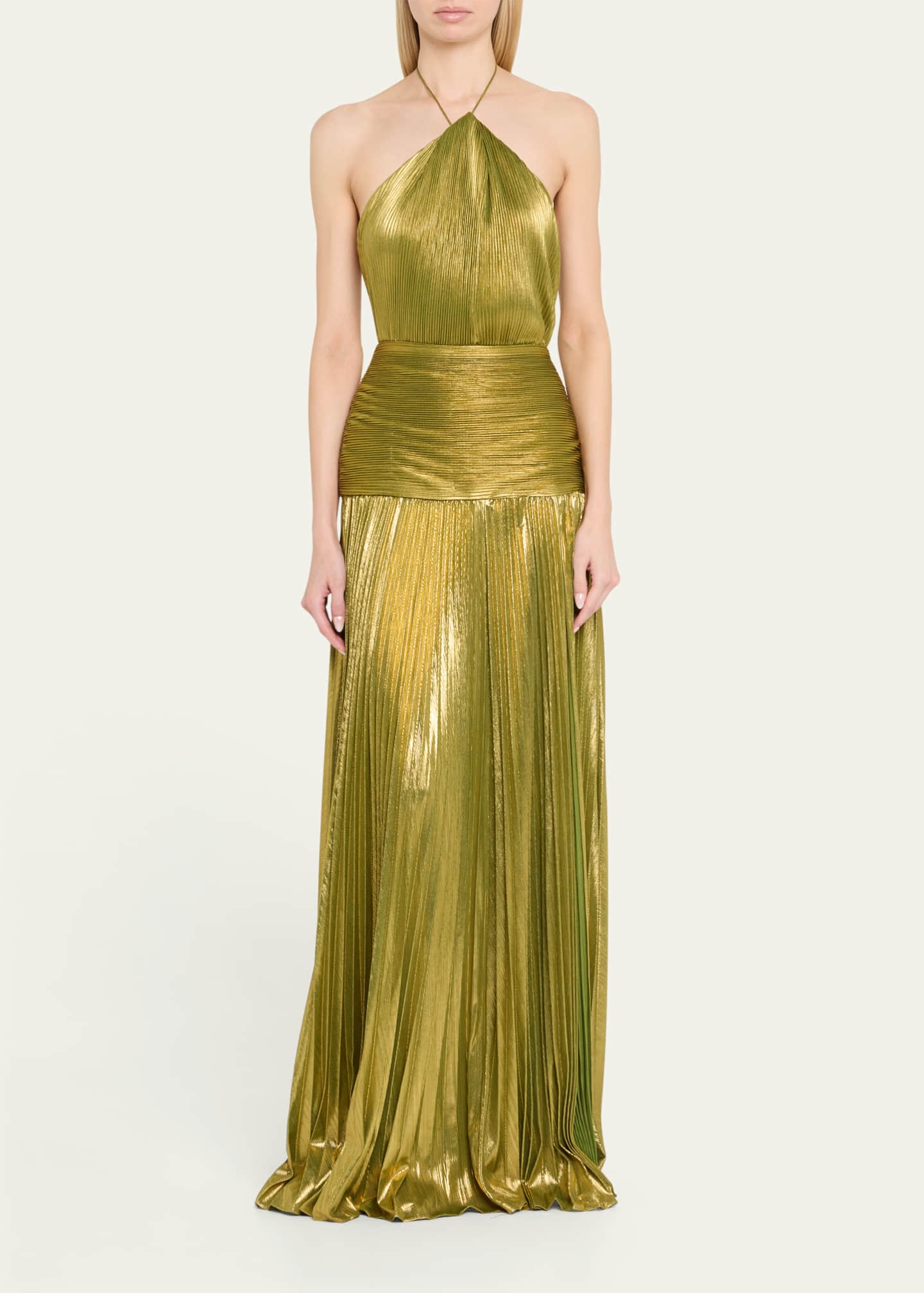 Retrofete Thalia Metallic Halter Gown Image 2 of 5