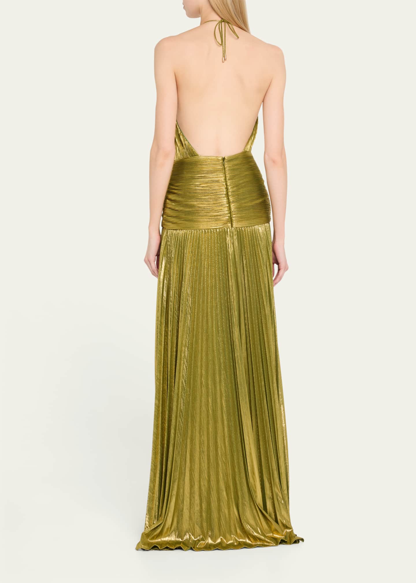 Retrofete Thalia Metallic Halter Gown Image 3 of 5