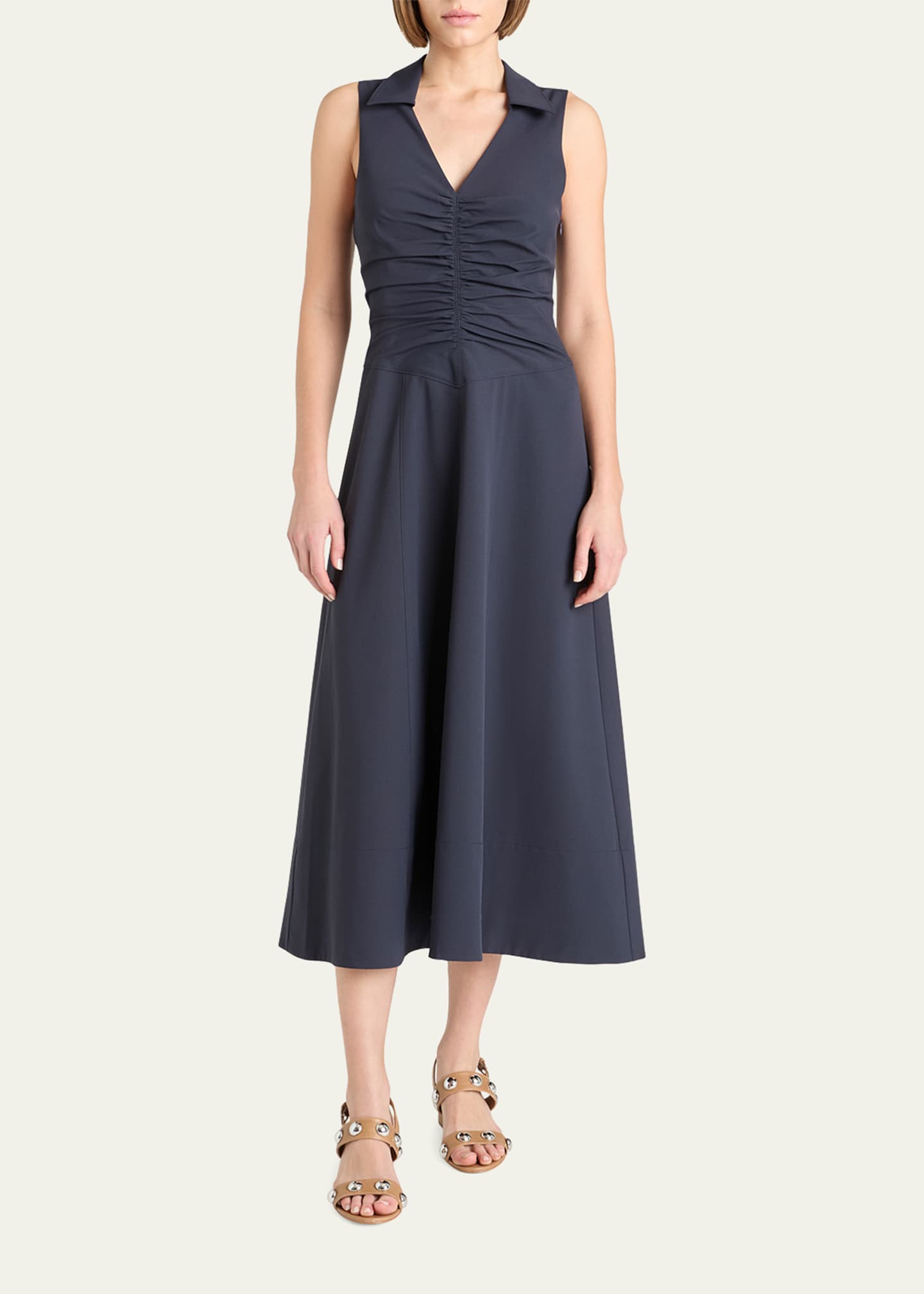 Kilda Ruched V-Neck Midi Dress