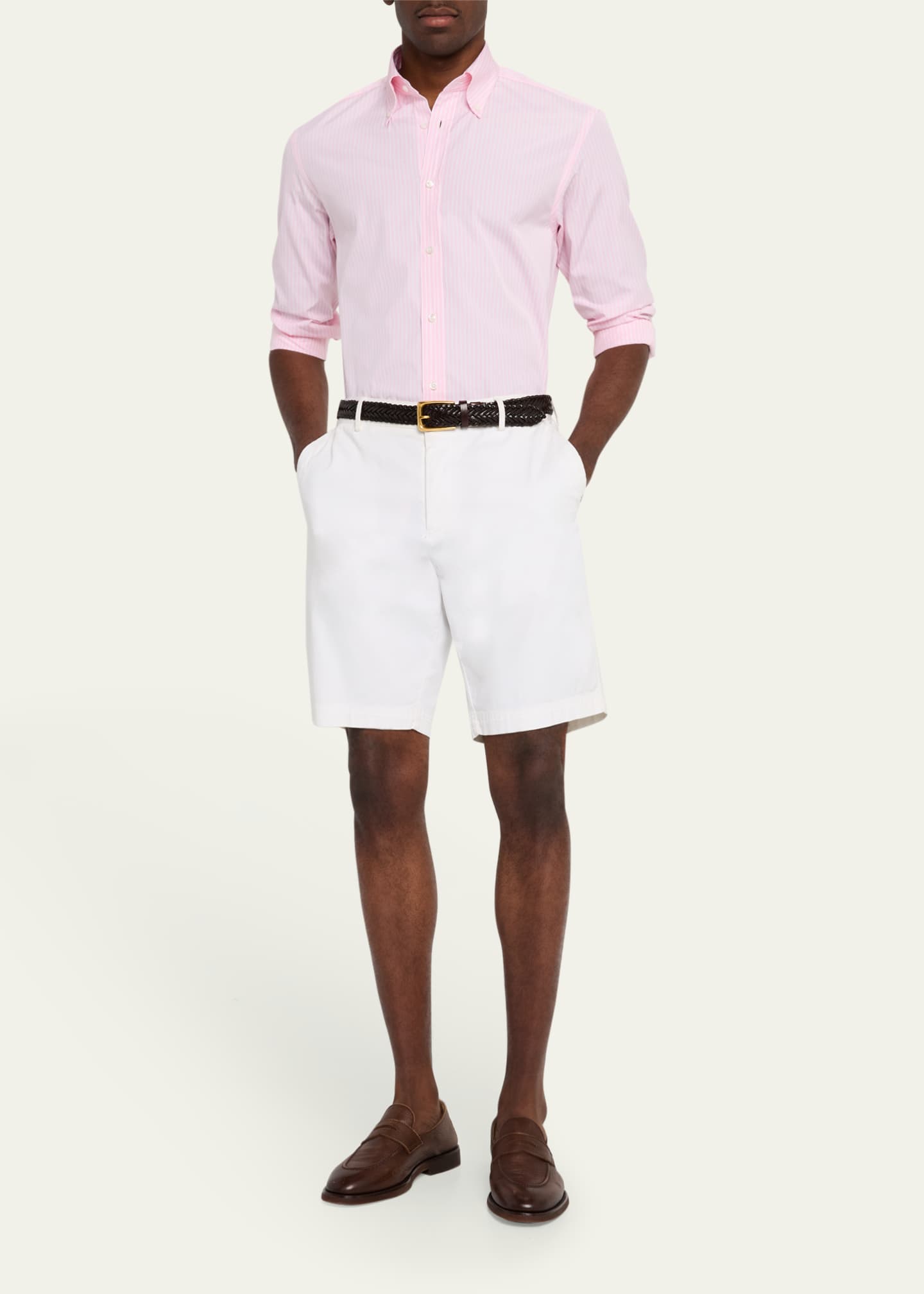 Ralph Lauren Purple Label Men's Cameron End-On-End Striped Sport Shirt Image 2 of 5