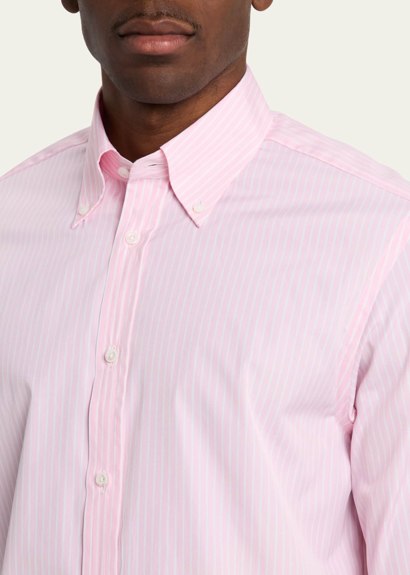 Ralph Lauren Purple Label Men's Cameron End-On-End Striped Sport Shirt Image 5 of 5
