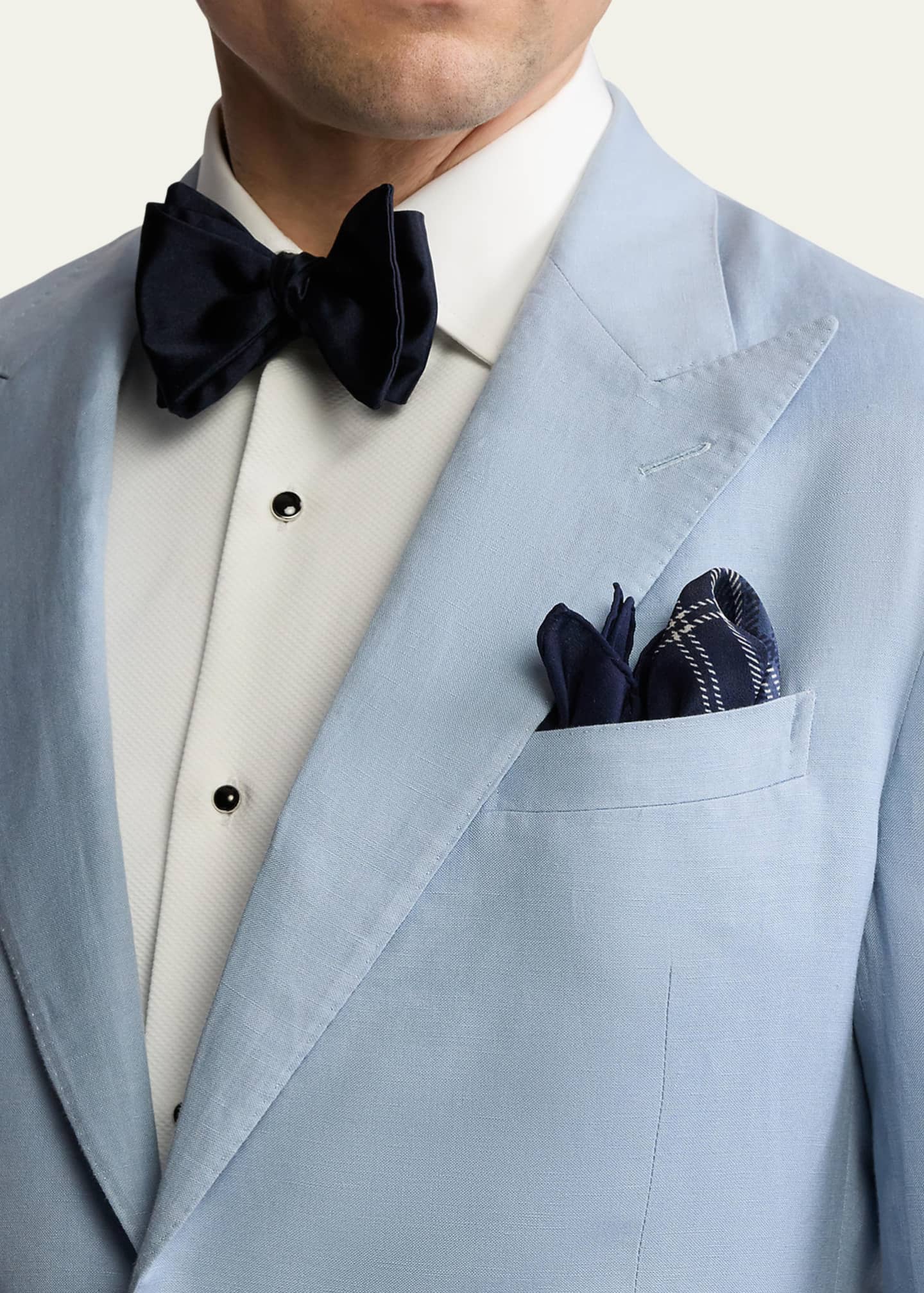 Ralph Lauren Purple Label Men's Tonal Plaid Pocket Square Image 2 of 3