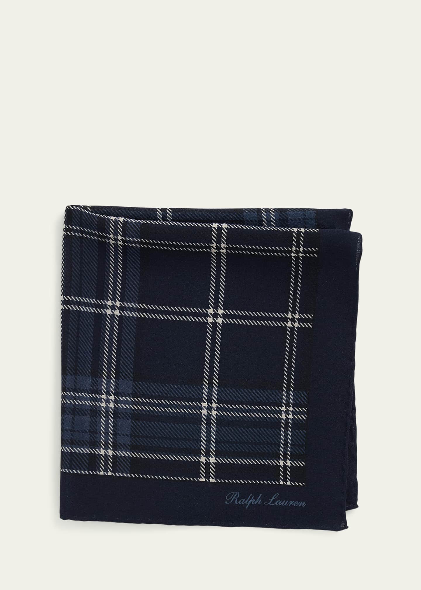 Ralph Lauren Purple Label Men's Tonal Plaid Pocket Square Image 3 of 3