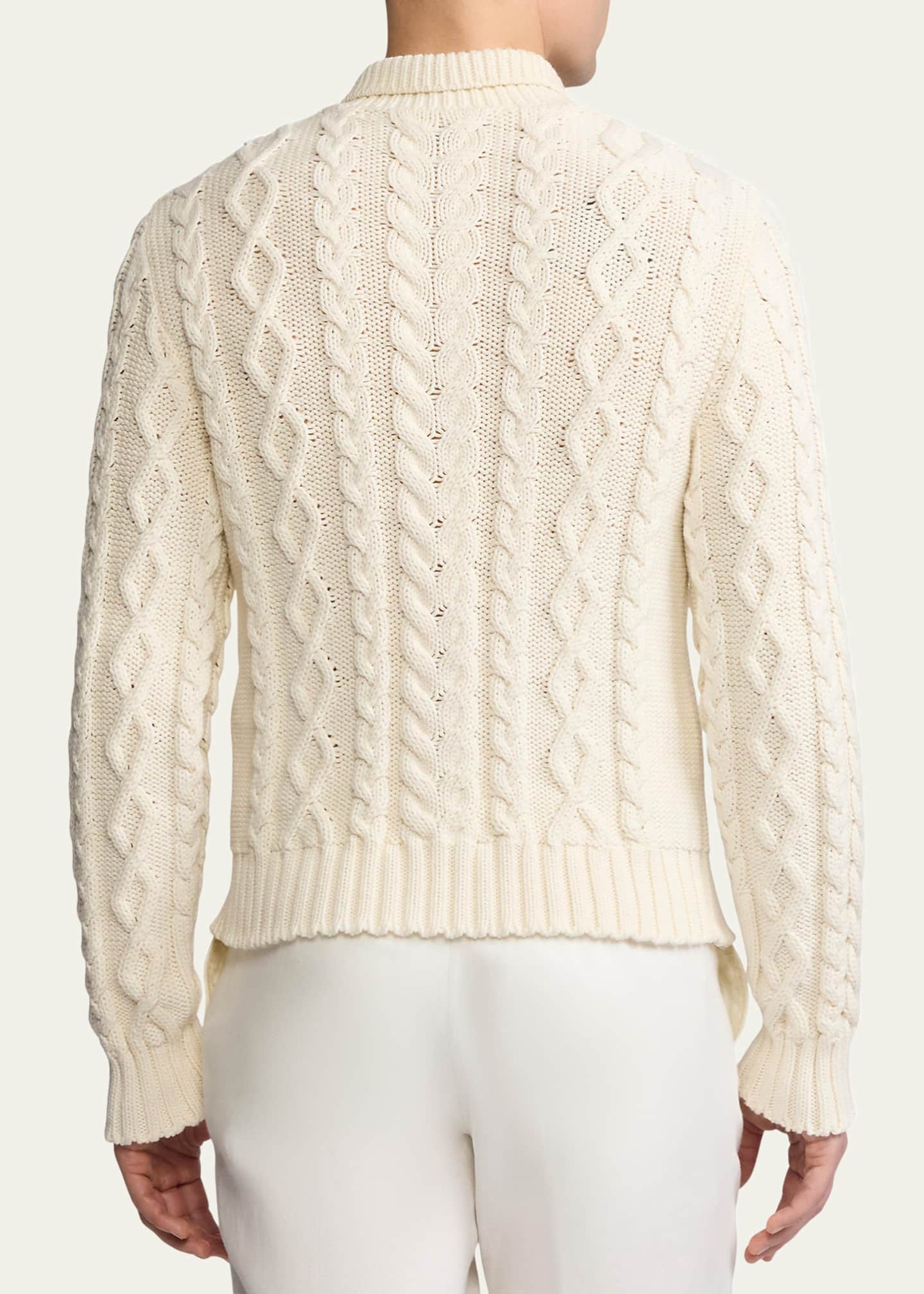 Ralph Lauren Purple Label Men's Cable-Knit Collared Sweater Image 3 of 4