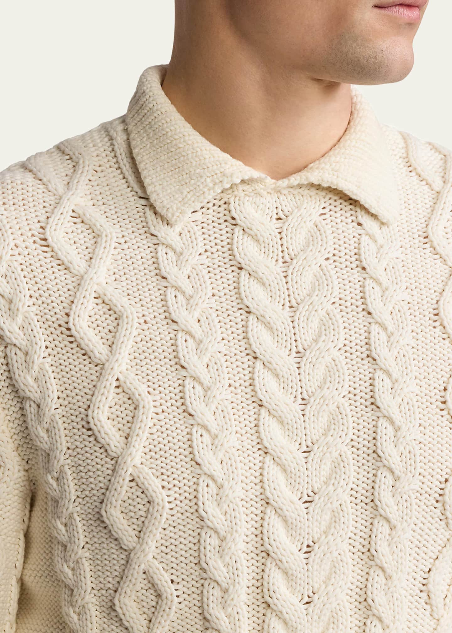 Ralph Lauren Purple Label Men's Cable-Knit Collared Sweater Image 4 of 4