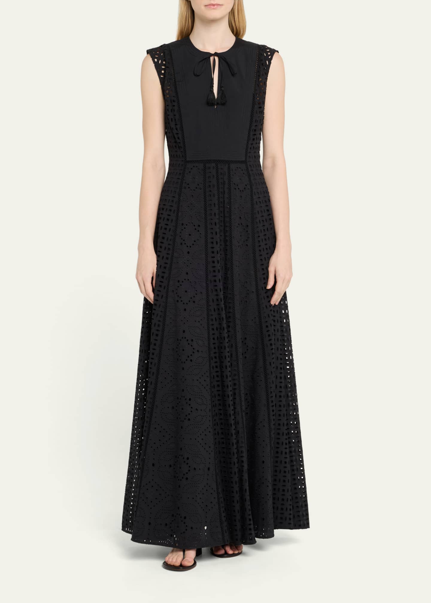 Veronica Beard Alina Sleeveless Eyelet Maxi Dress Image 2 of 5