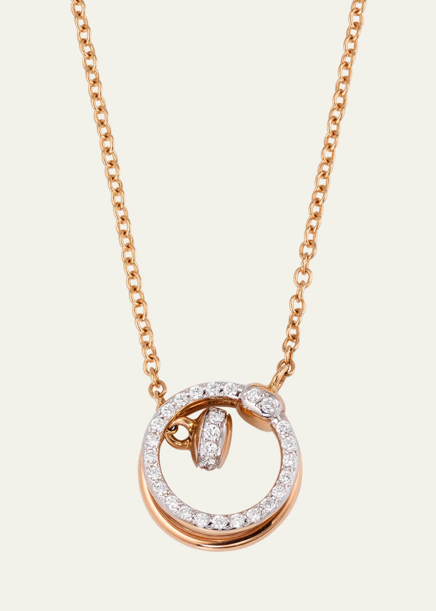 Pomellato Together 18K Rose Gold Diamond Circle Pendant Necklace