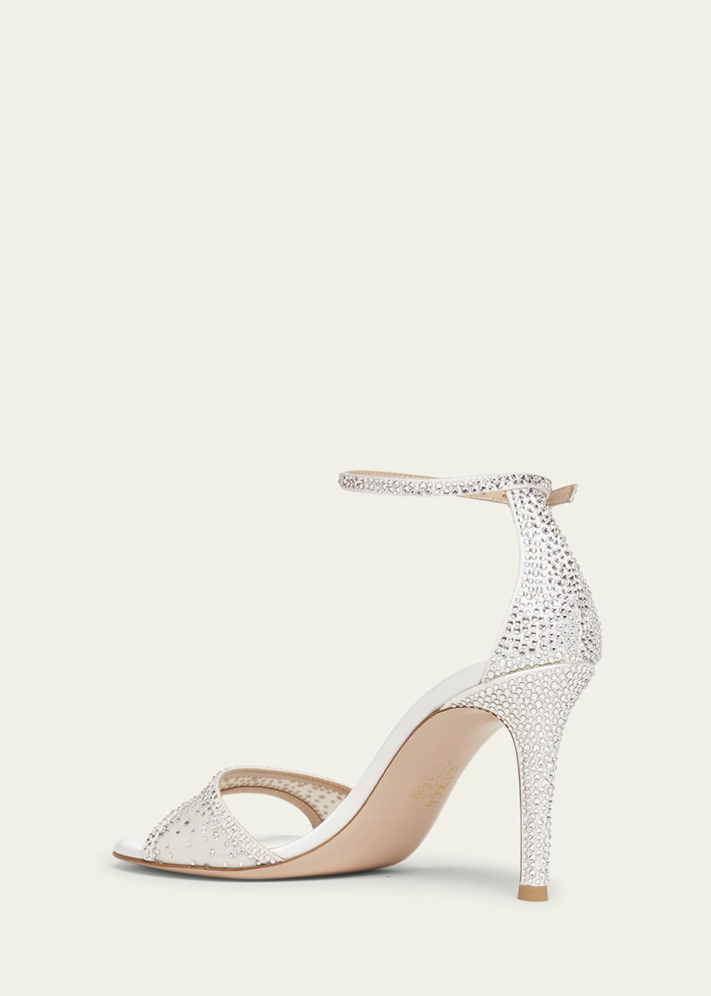 Gianvito Rossi Strass Organza Ankle-Strap Cocktail Sandals Image 2 of 4