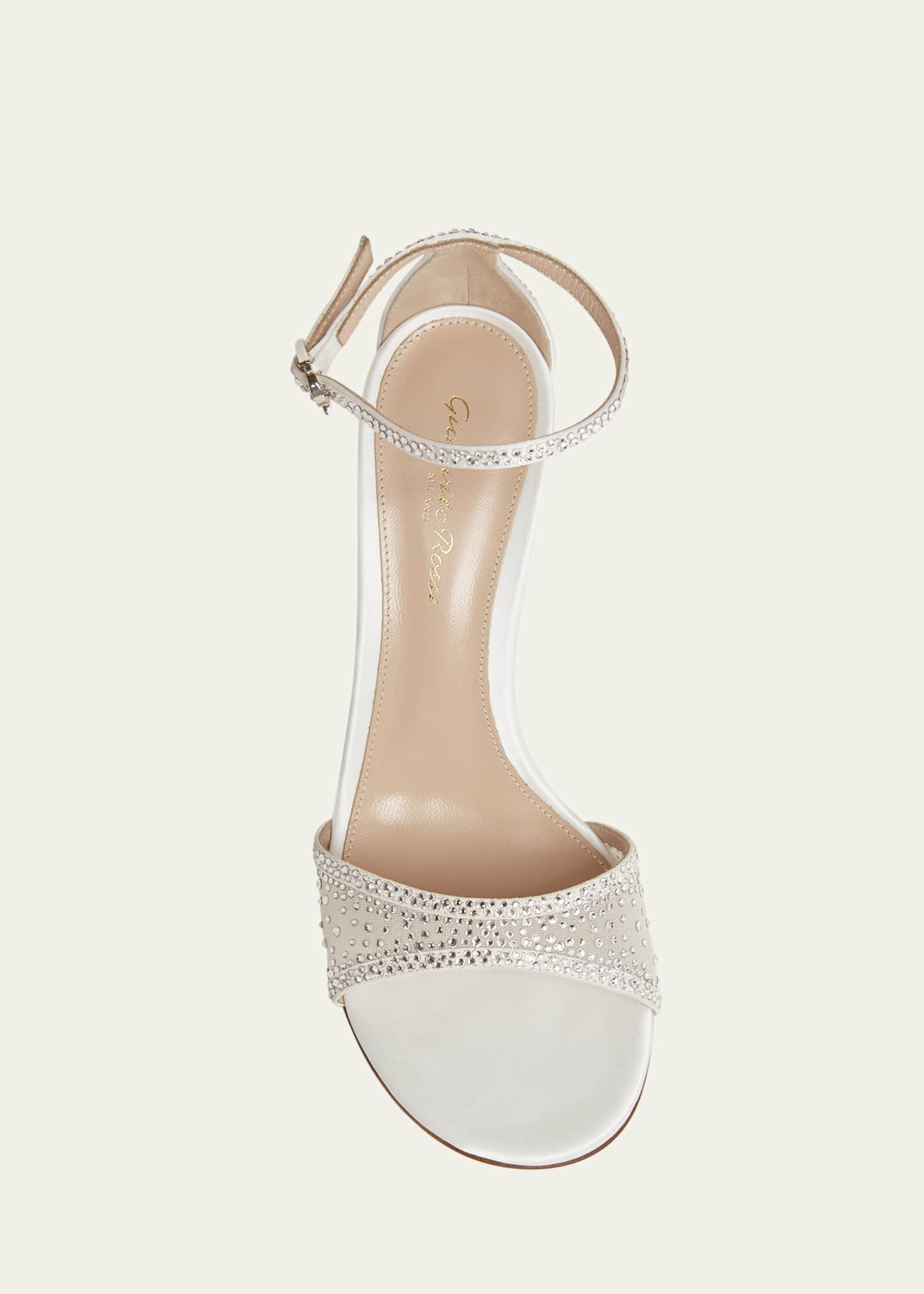 Gianvito Rossi Strass Organza Ankle-Strap Cocktail Sandals Image 4 of 4