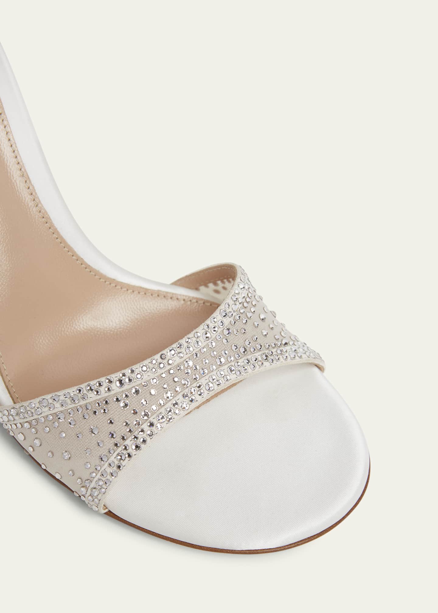 Gianvito Rossi Strass Organza Ankle-Strap Cocktail Sandals Image 3 of 4