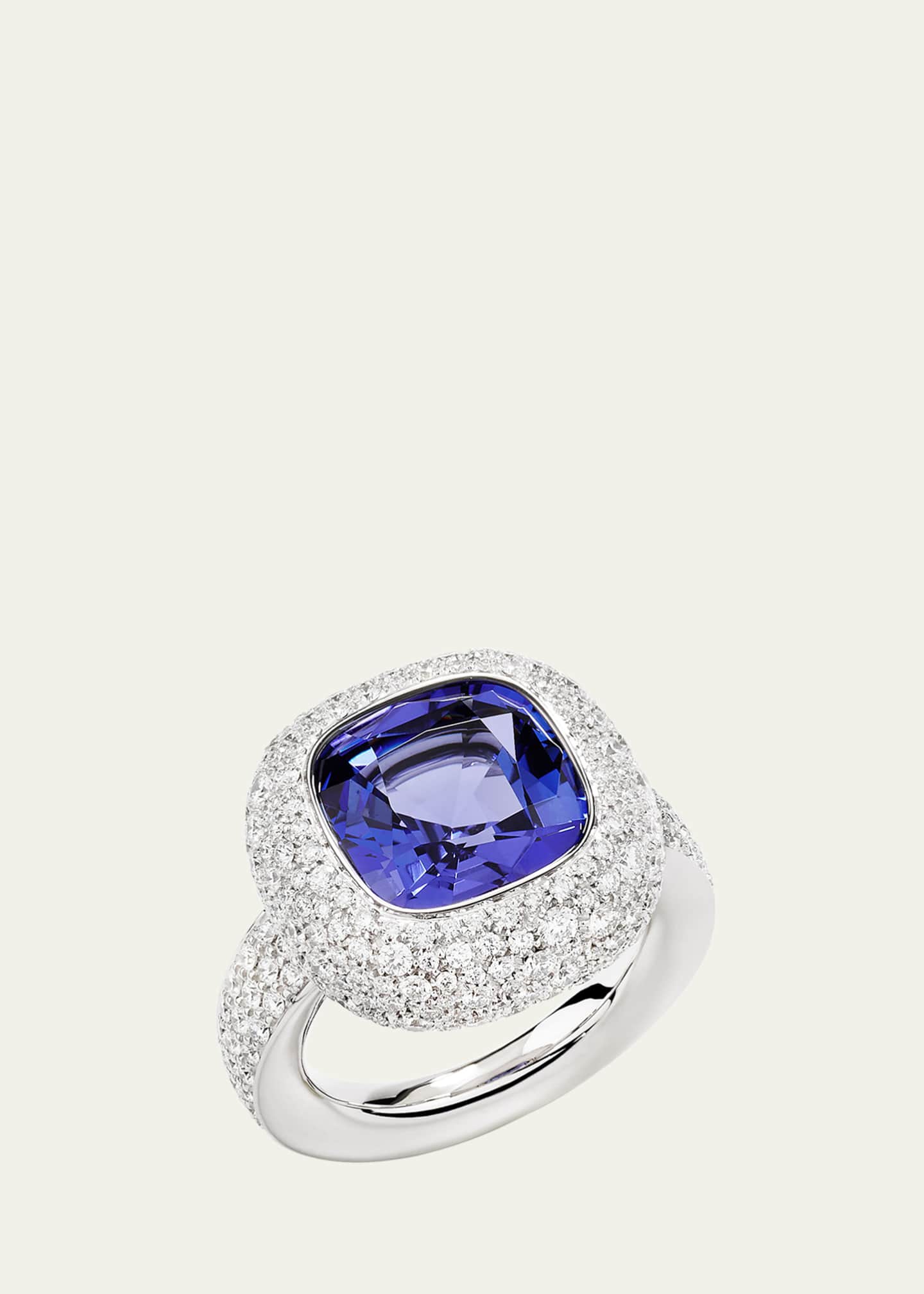 Pomellato Nudo 18K White Gold Diamond and Tanzanite Ring