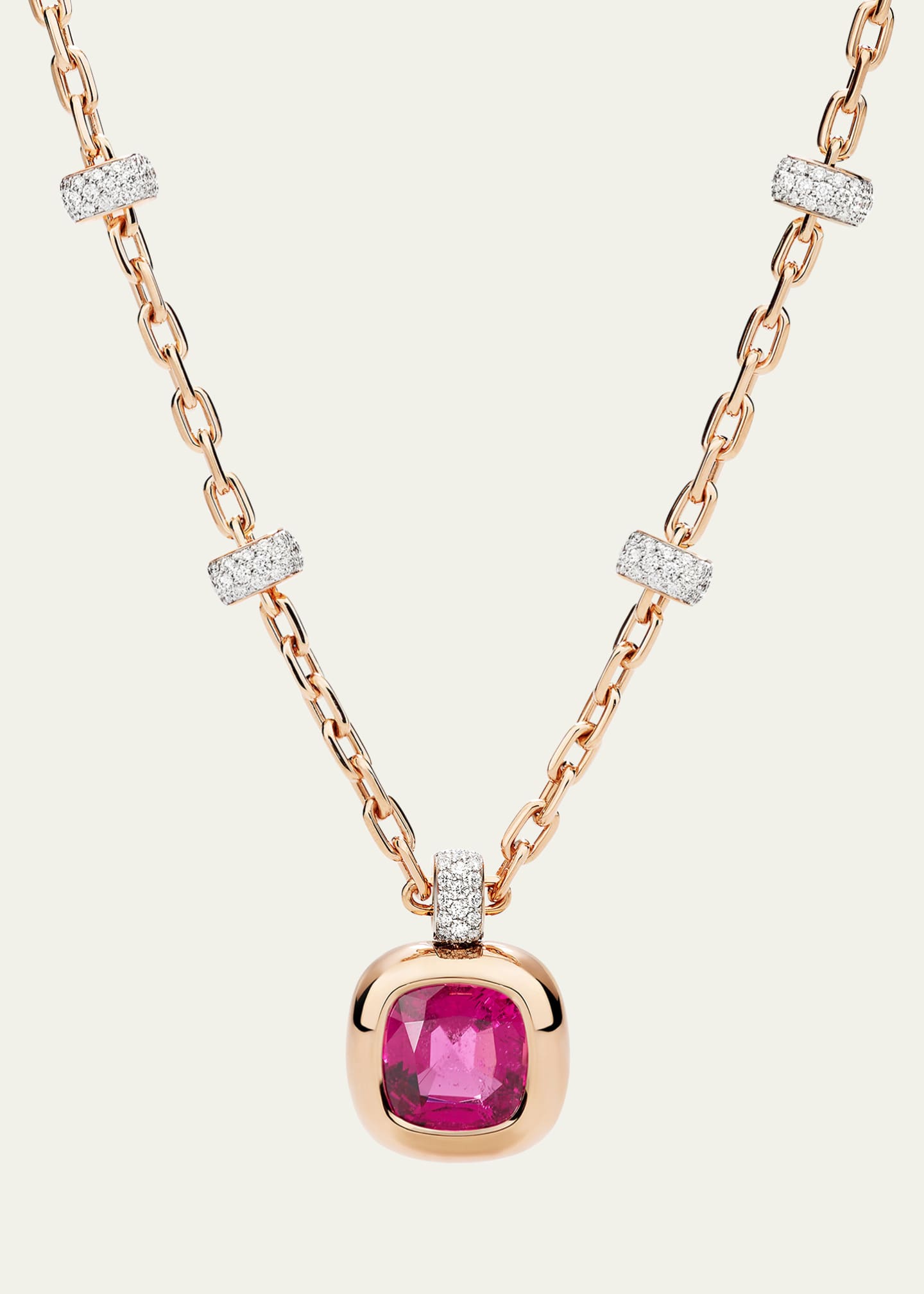 Pomellato Nudo 18K Diamond and Rubellite Pendant Necklace